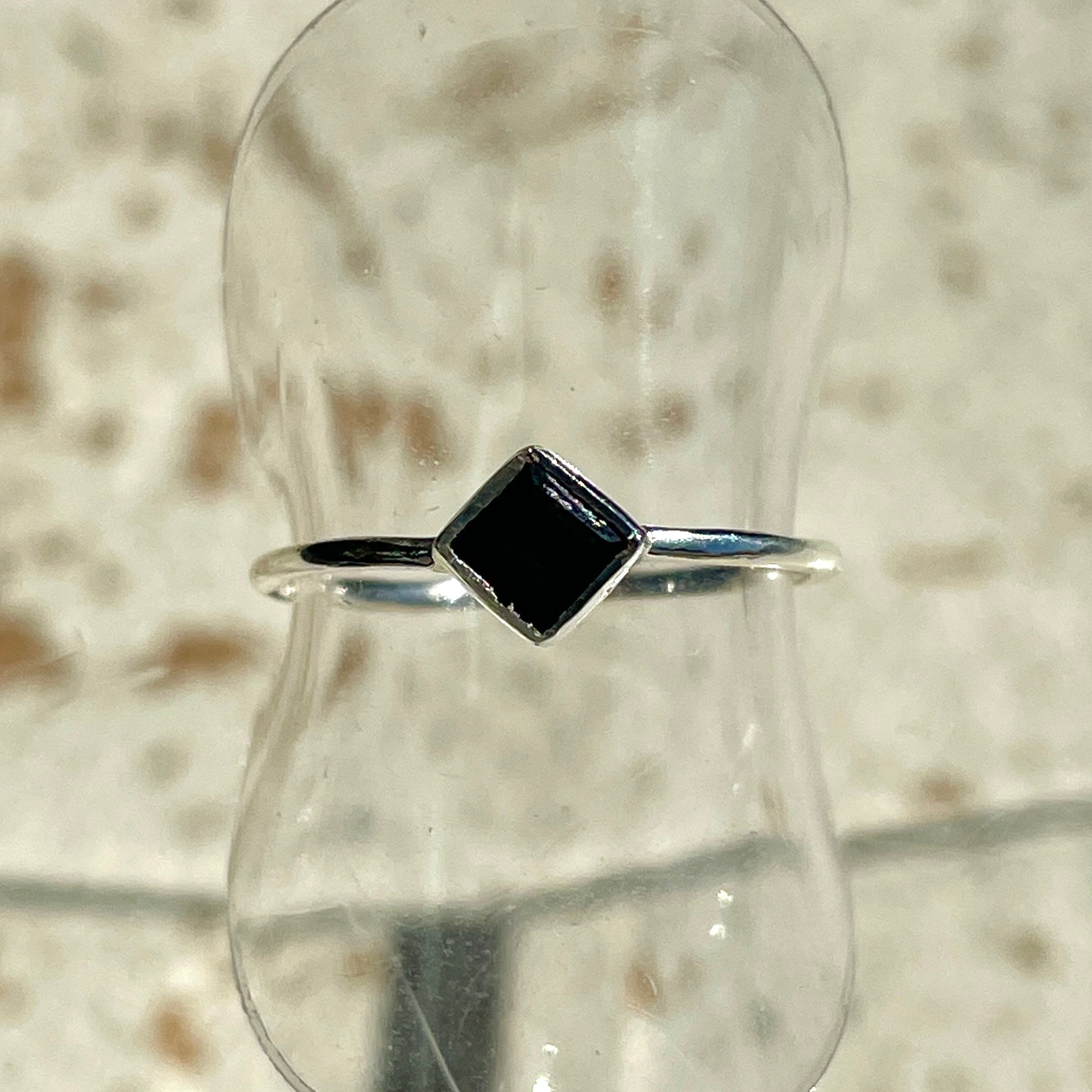 Black Onyx Mini Square Diamond Ring