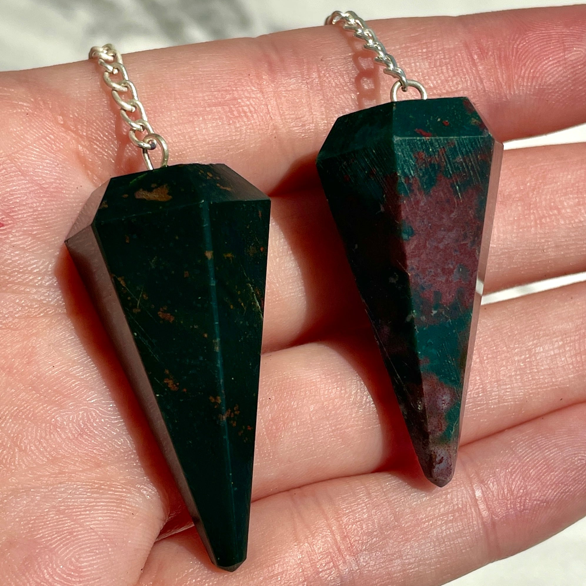 Bloodstone Faceted Pendulum
