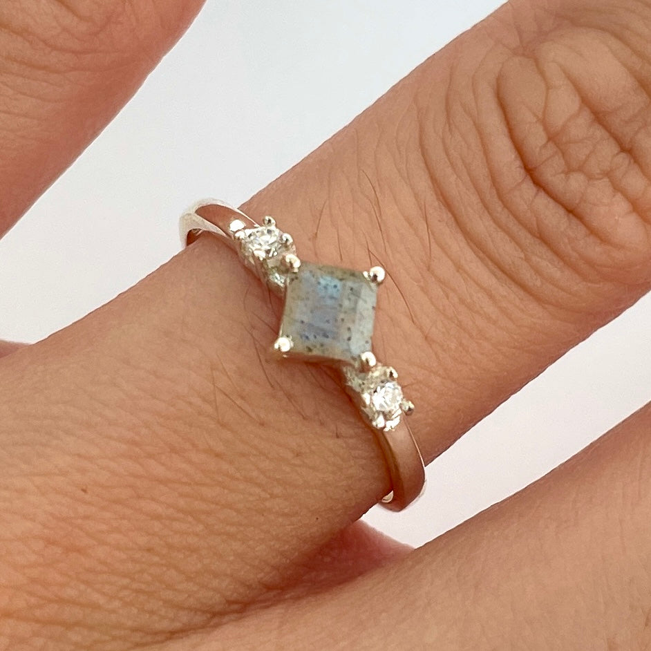 Labradorite Princess Cut Ring