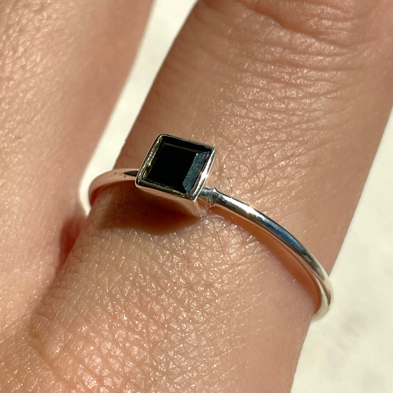 Black Onyx Mini Square Ring