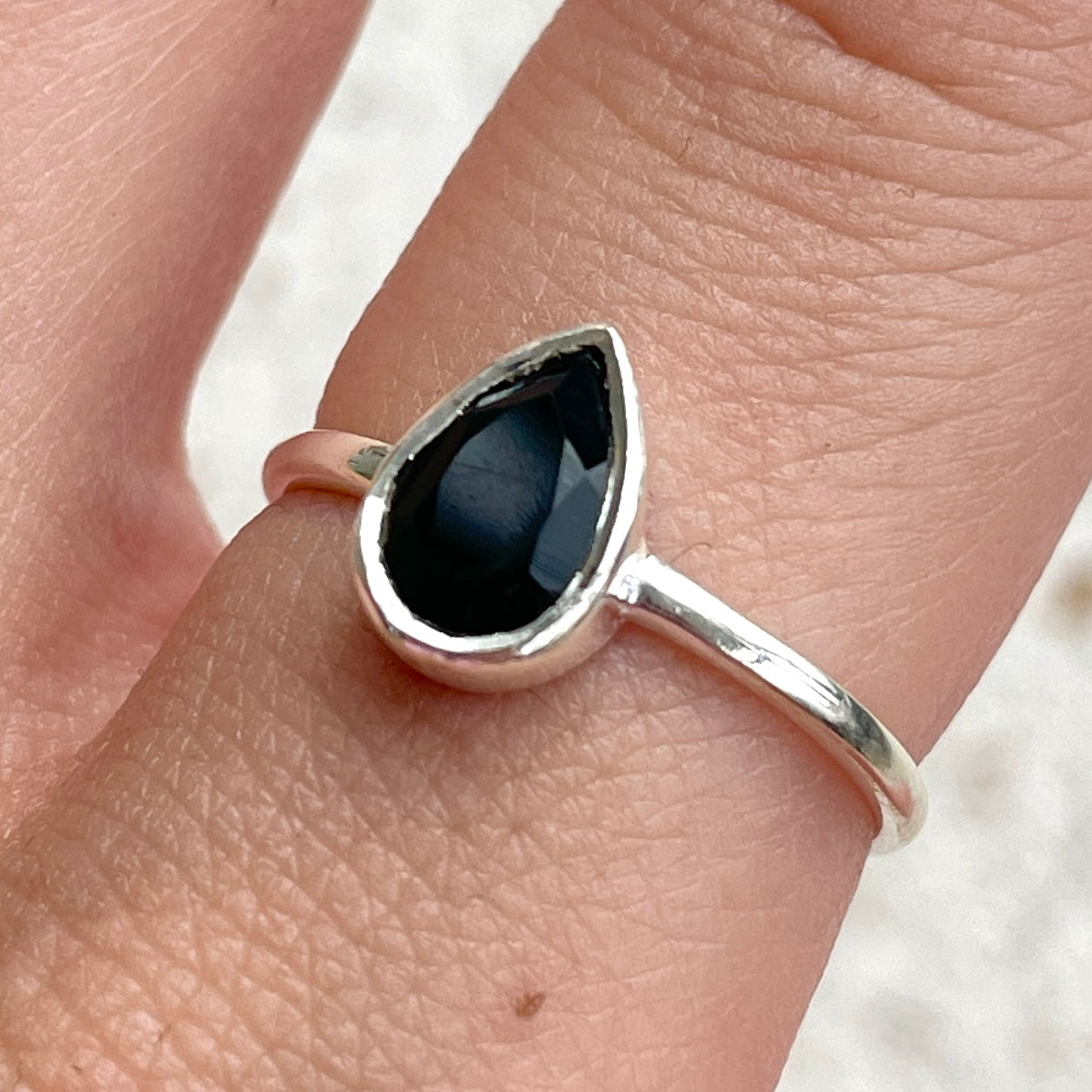 Black Onyx Teardrop Ring