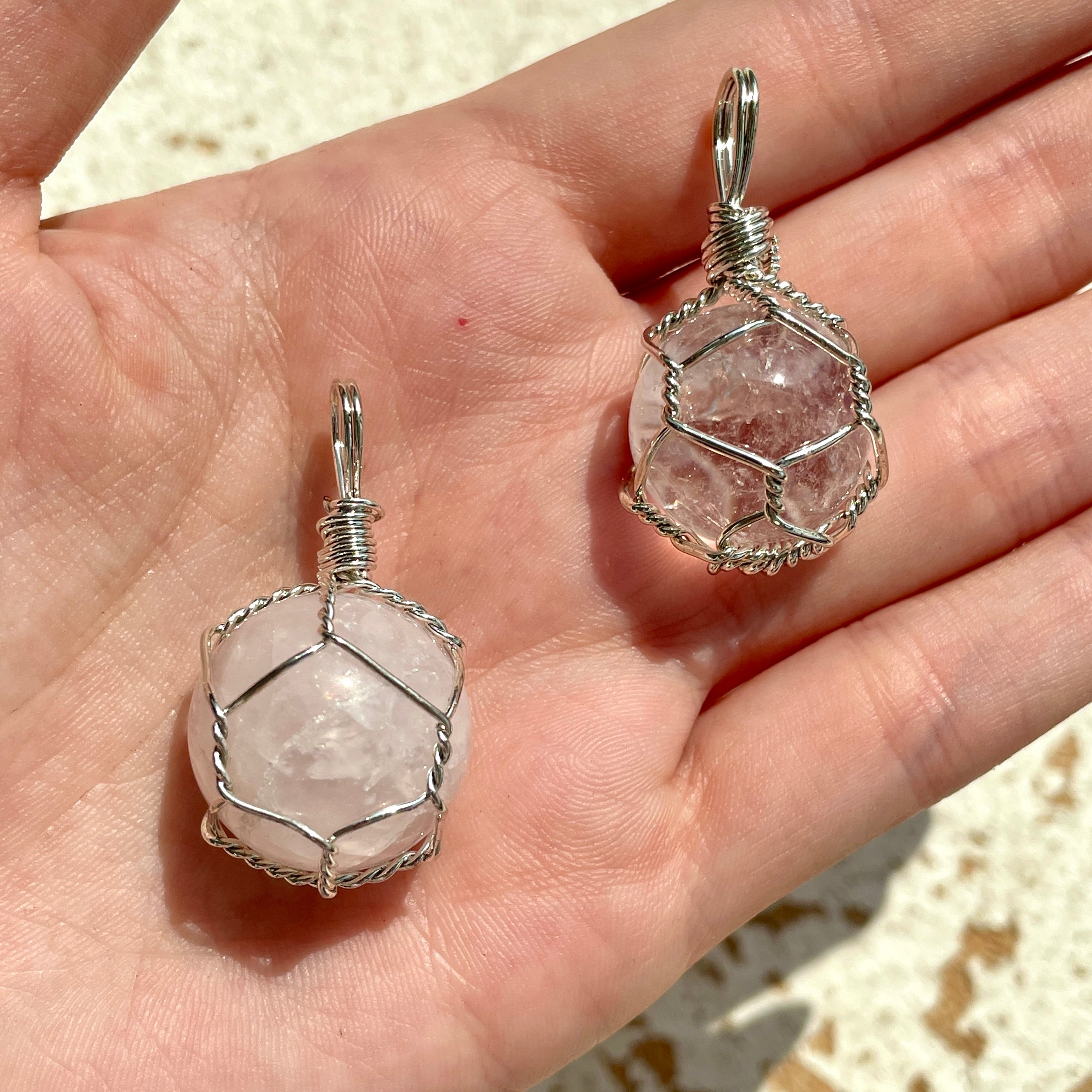 Wire Wrapped Crystal Ball Pendant - Style B