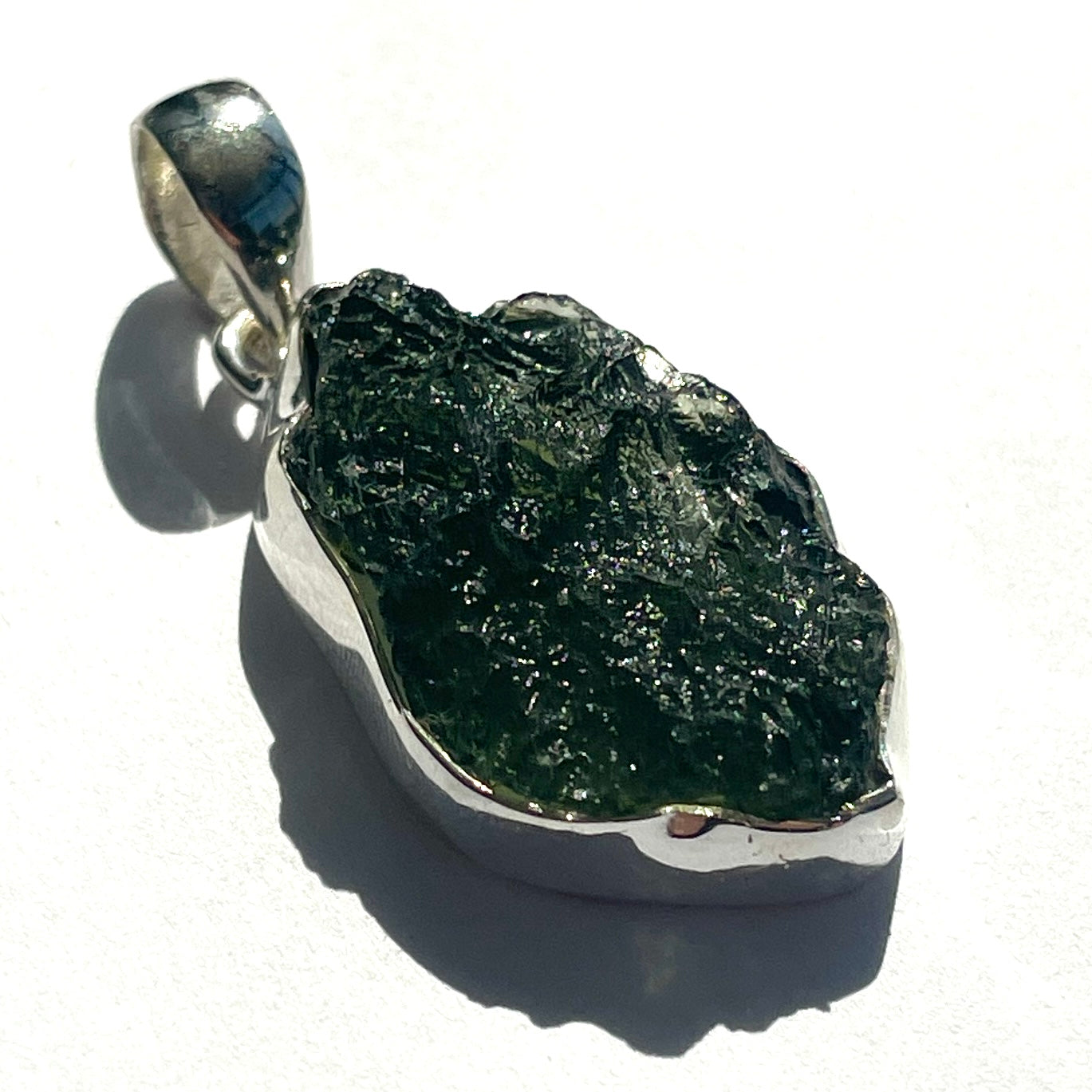 Moldavite Silver Pendant Large - M57