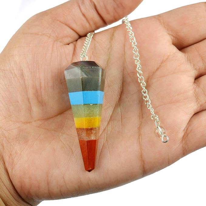 7 Chakra Faceted Pendulum