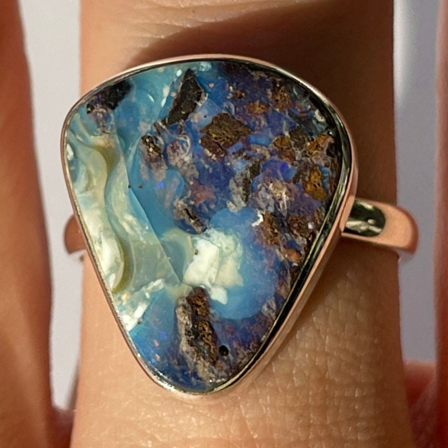 Boulder Opal (AUS Natural) St.Silver925 Ring - OR11