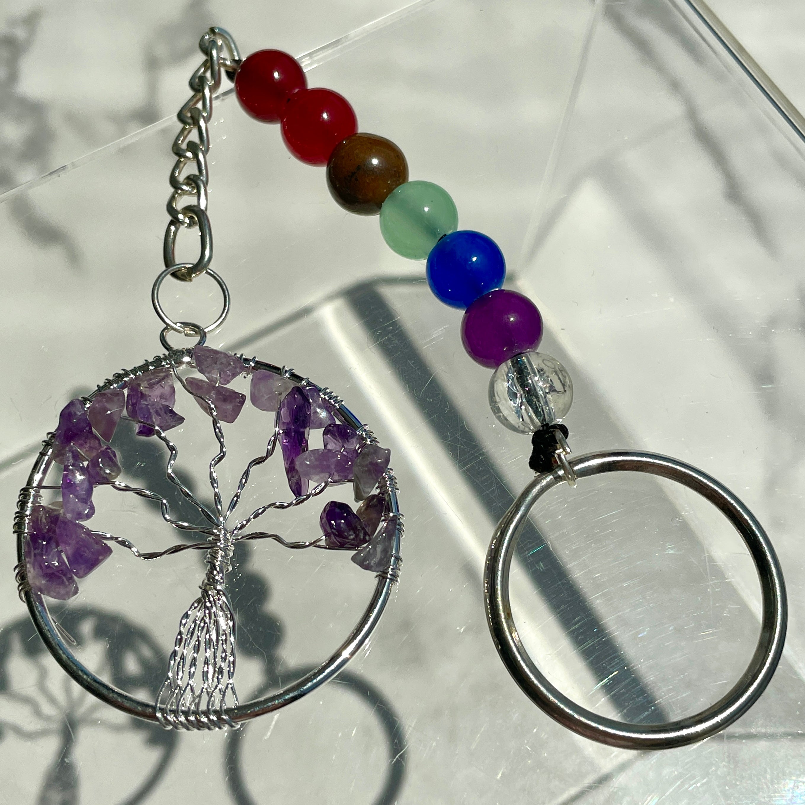 Amethyst Chakra Tree of Life Keyring