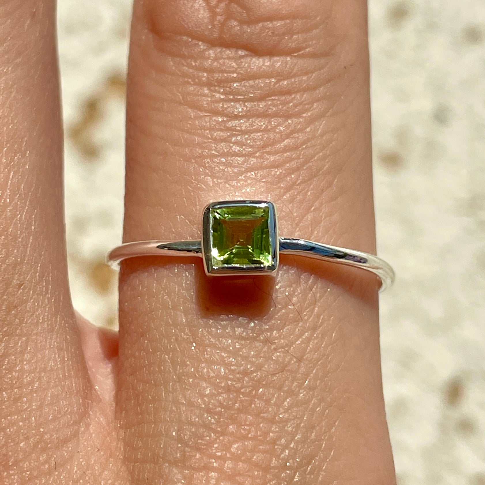 Peridot Mini Square Ring