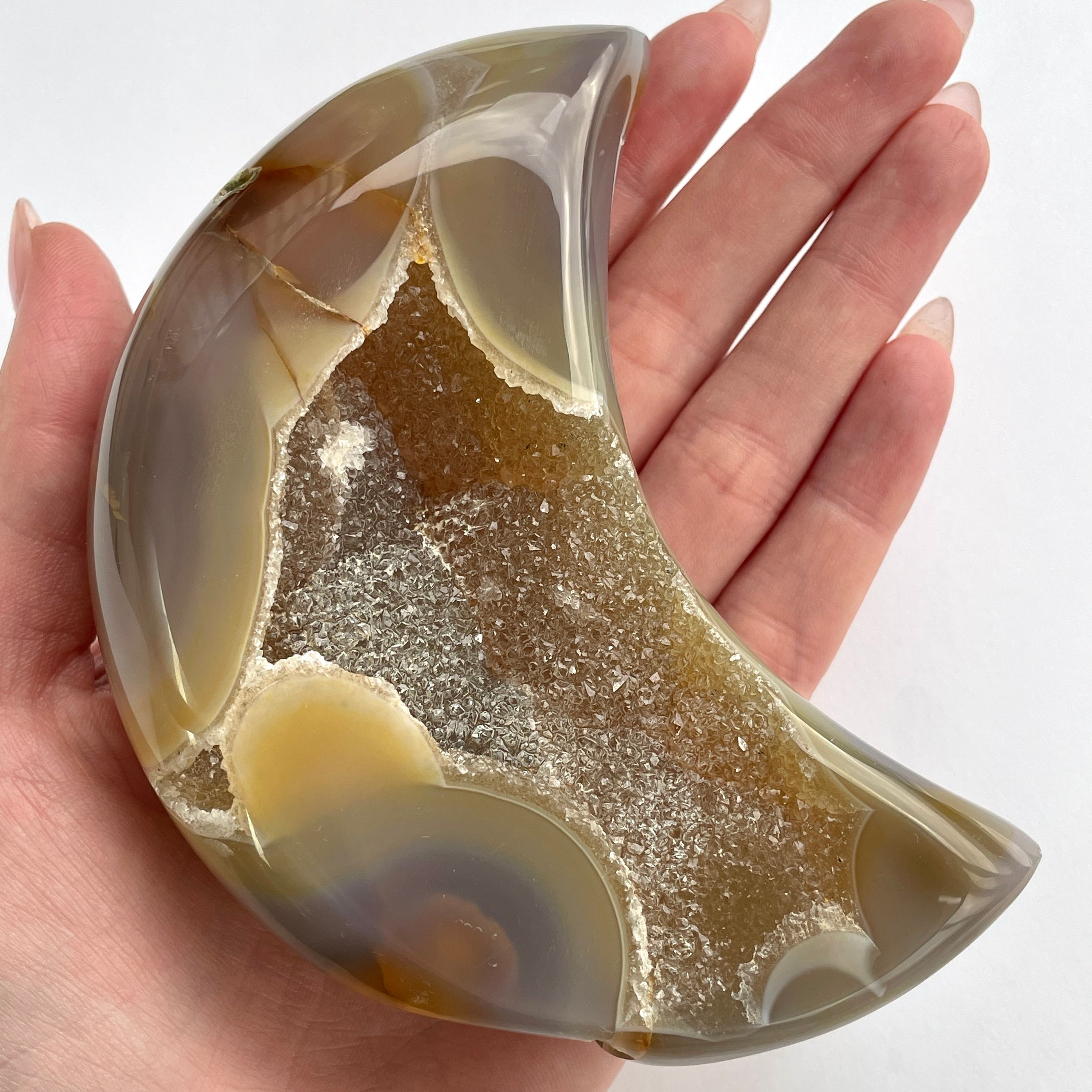 Polished Agate Geode Moon - 03