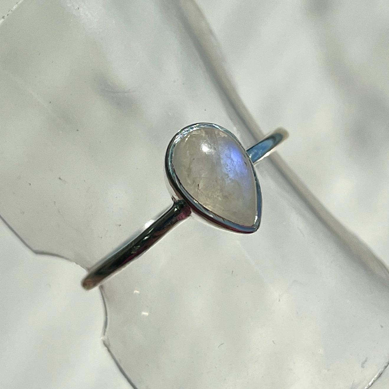 Rainbow Moonstone Pear Ring