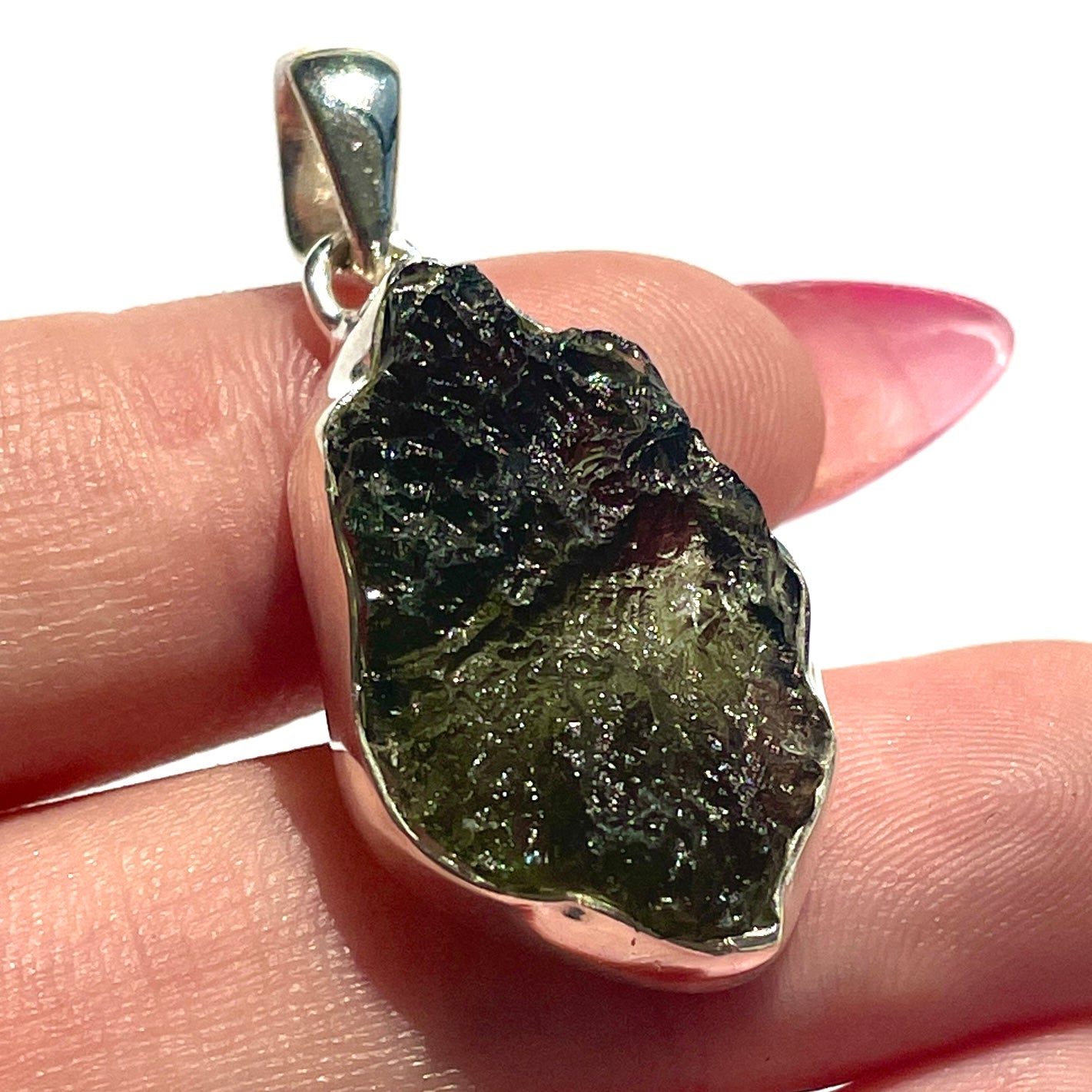 Moldavite Silver Pendant Large - M57