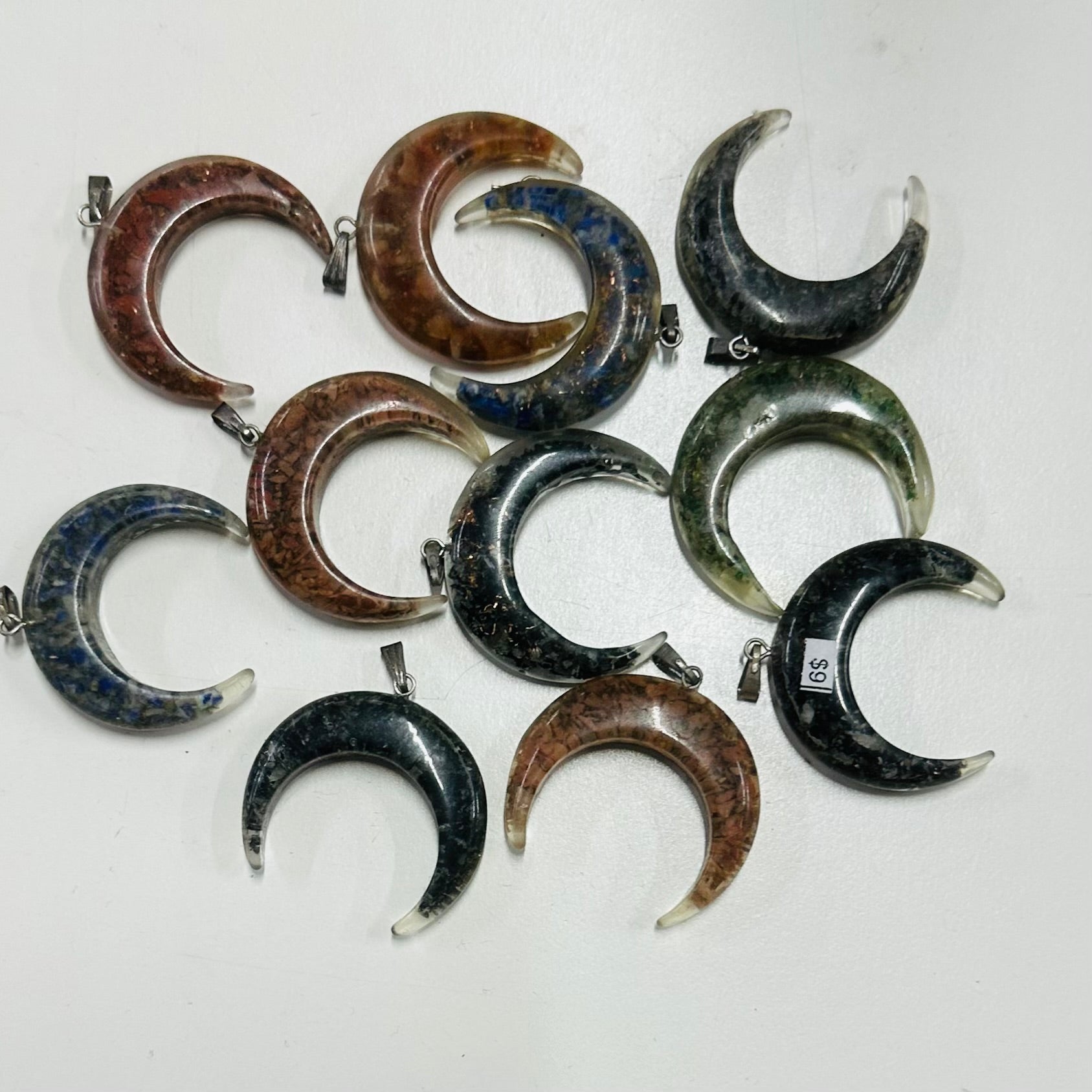 Orgonite Moon Crescent Pendants-10pc