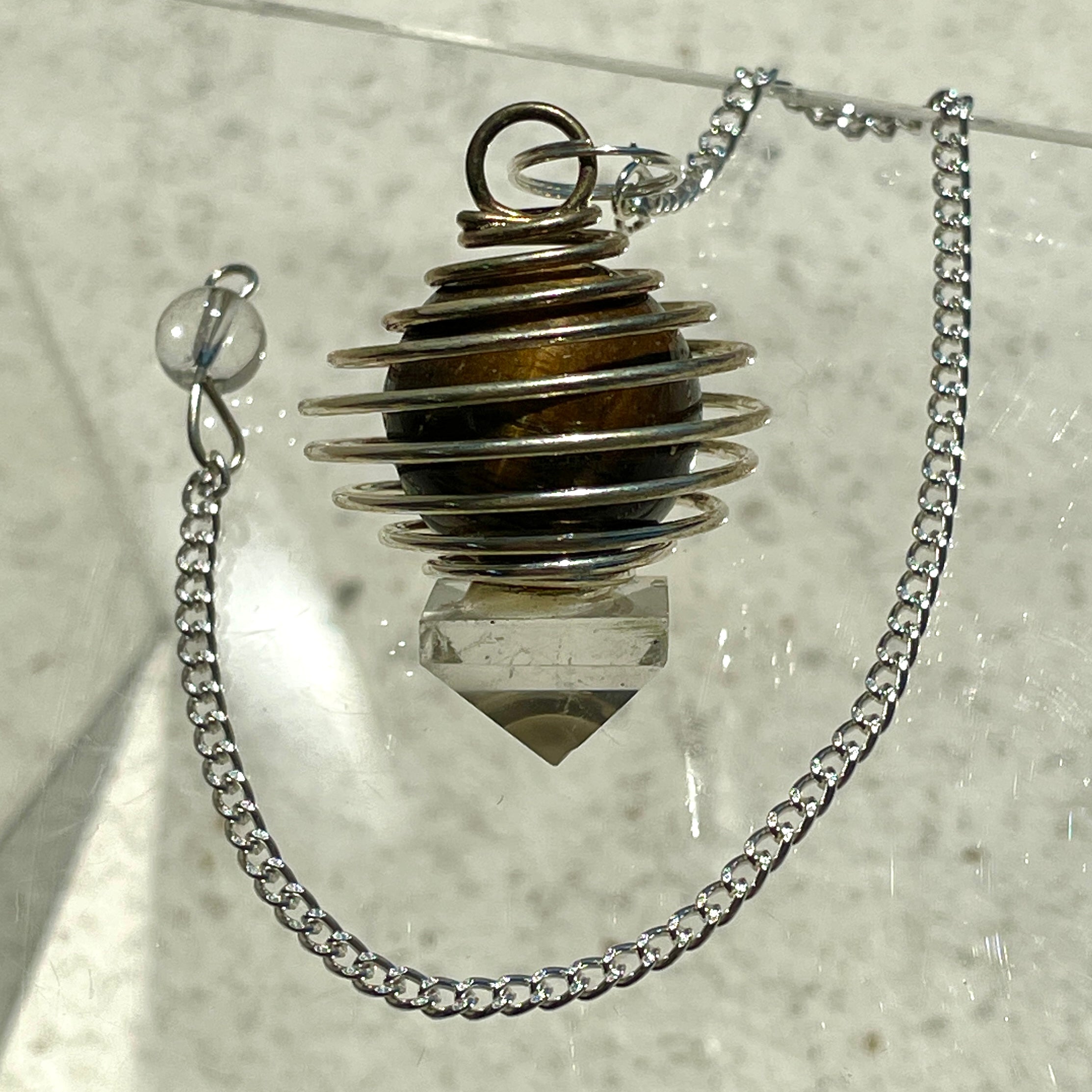 Tiger’s Eye - Clear Point Ball Cage Pendulum