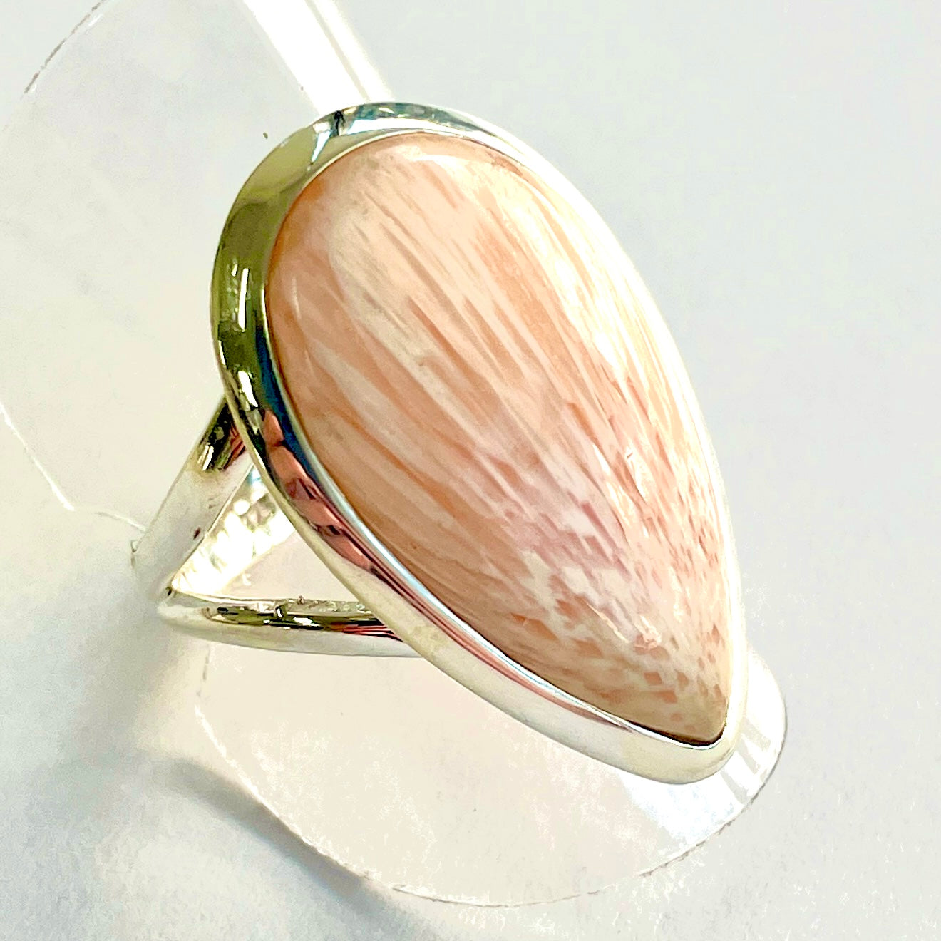 Scolecite Sterling Silver Ring - Teardrop