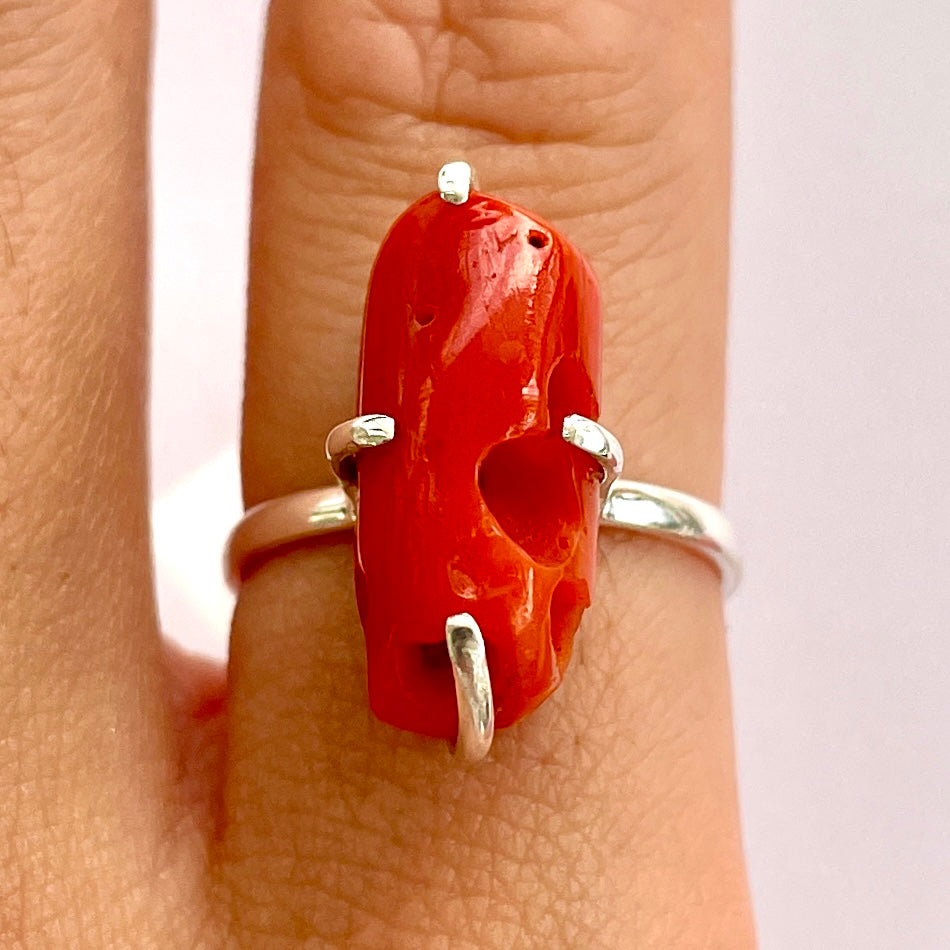 Coral Sterling Silver Ring - RC11