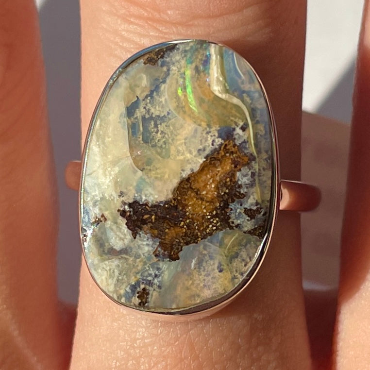 Boulder Opal (AUS Natural) St.Silver925 Ring - OR10