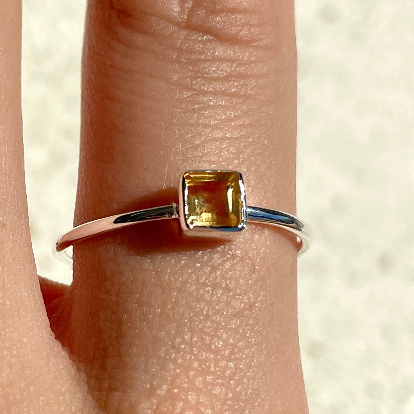 Citrine Mini Square Ring