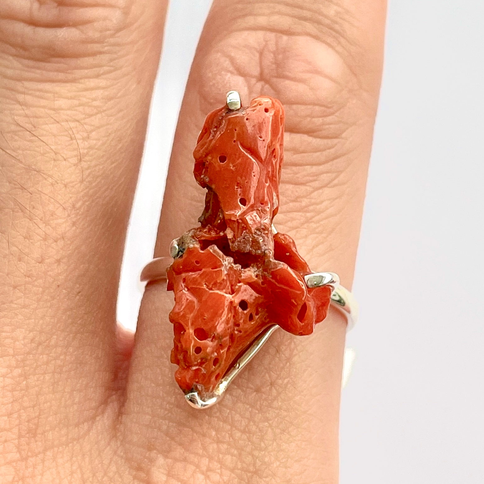 Coral Sterling Silver Ring - RC8