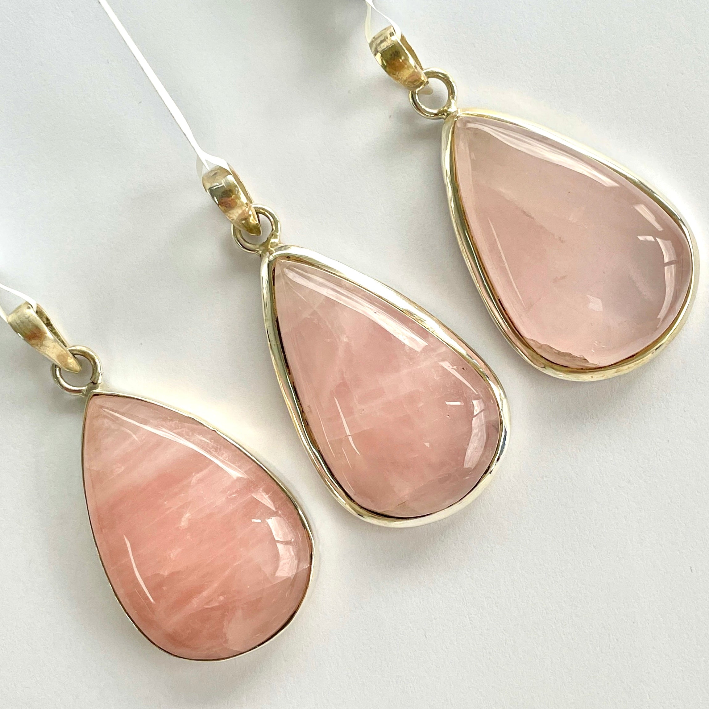 Rose Qtz-Teardrop St.Silver Pendant-LRG-SP136