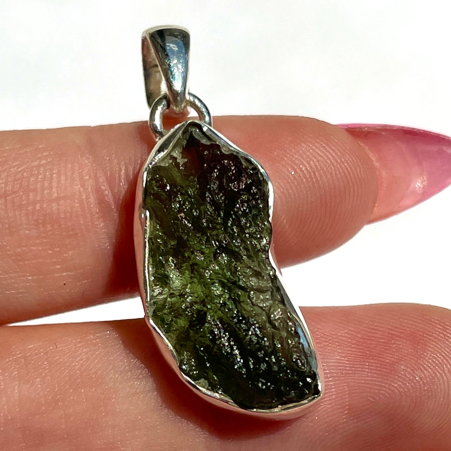 Moldavite Silver Pendant Large - M56