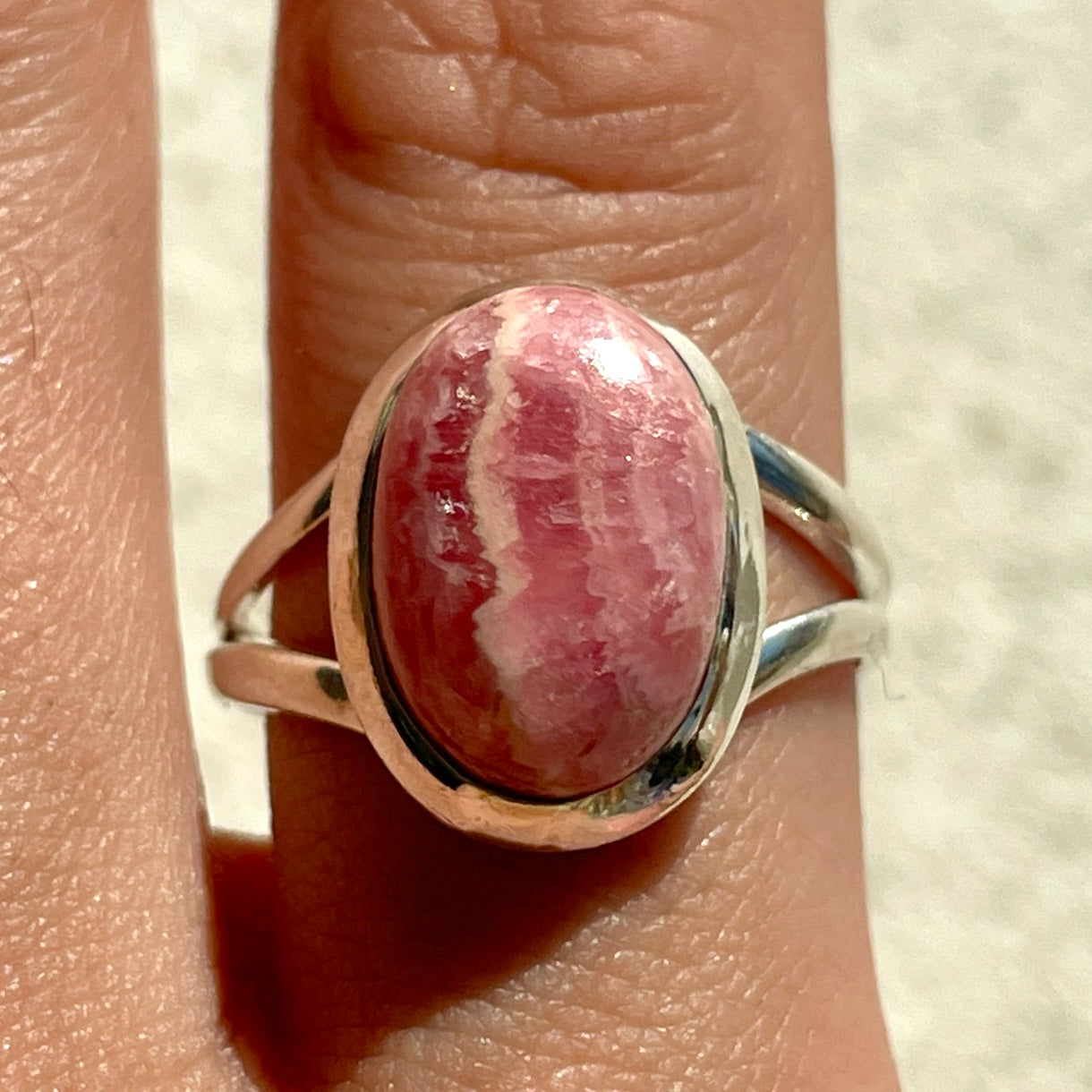 Rhodochrosite St. Silver Ring - Sz9 RH4