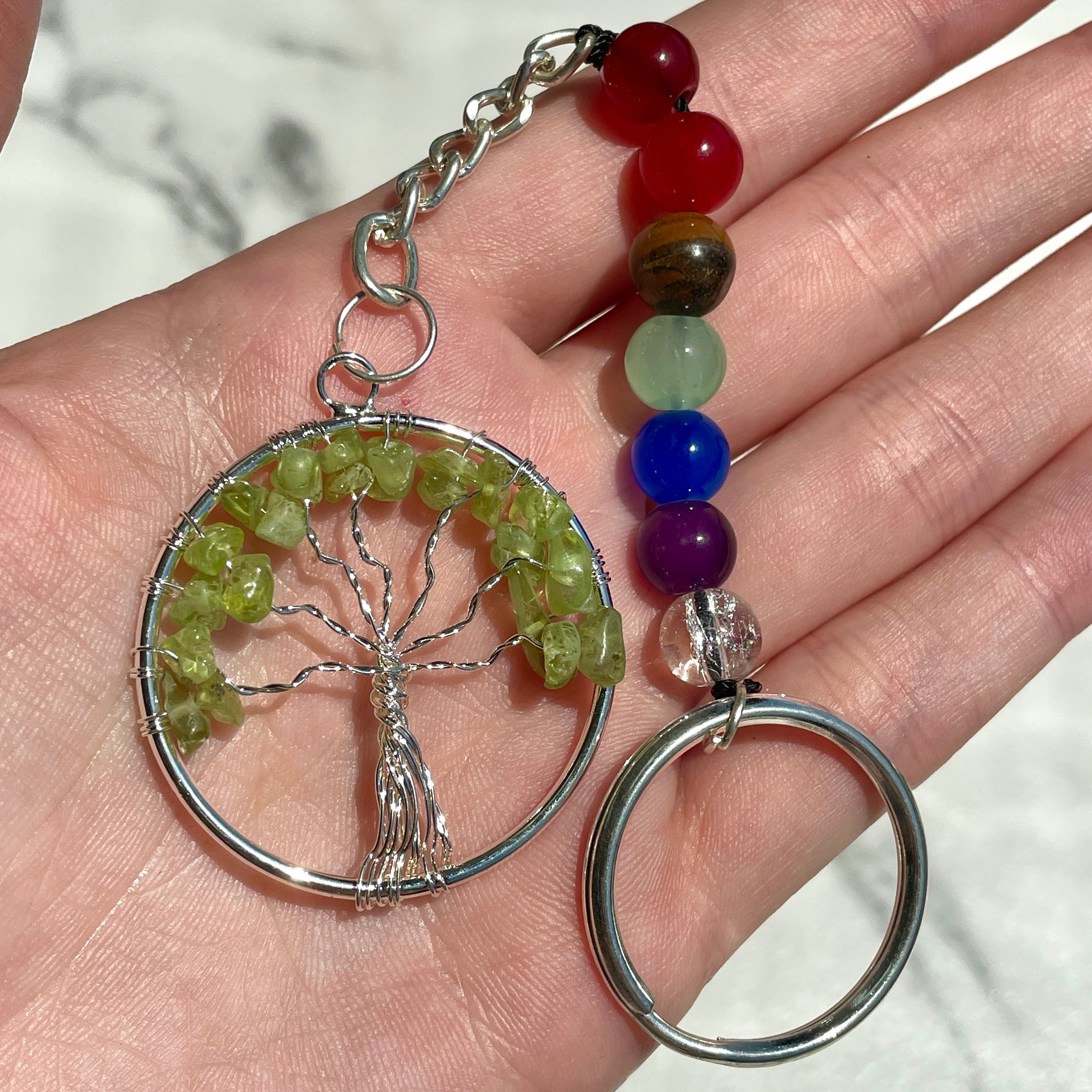 Peridot Chakra Tree of Life Keyring