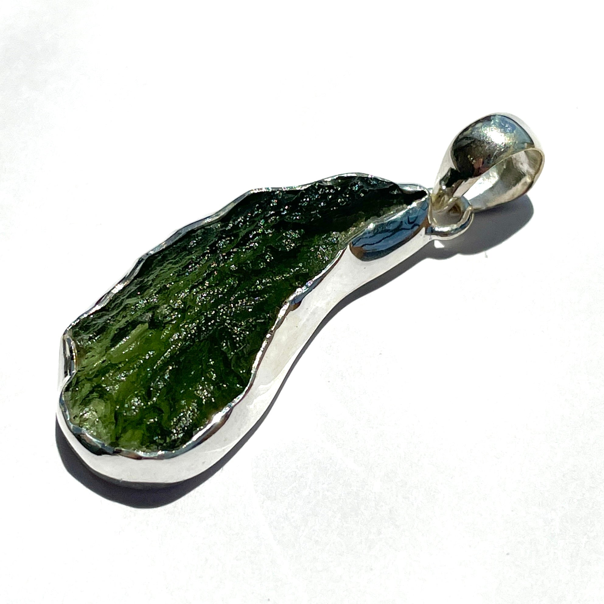 Moldavite Silver Pendant Large - M54