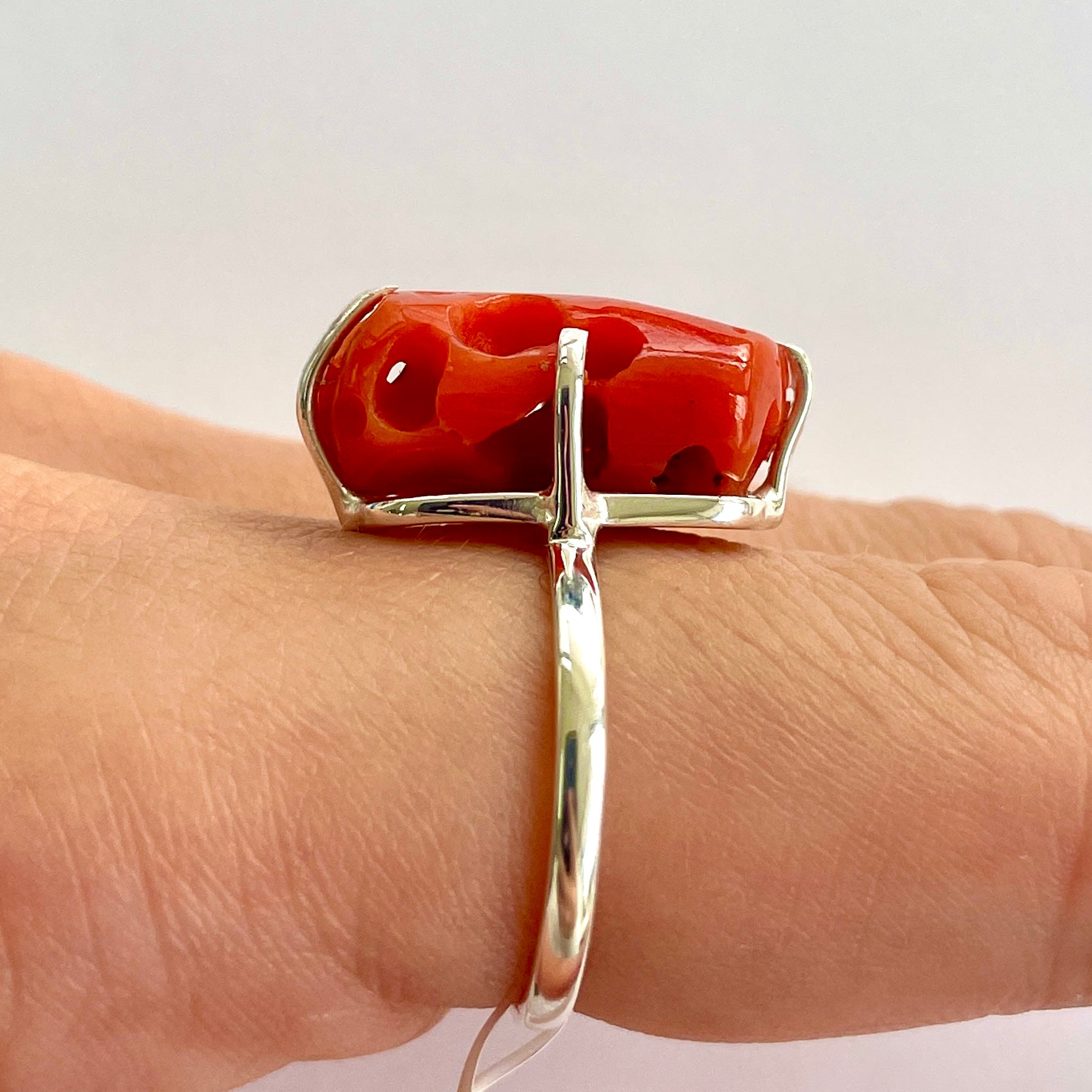Coral Sterling Silver Ring - RC11