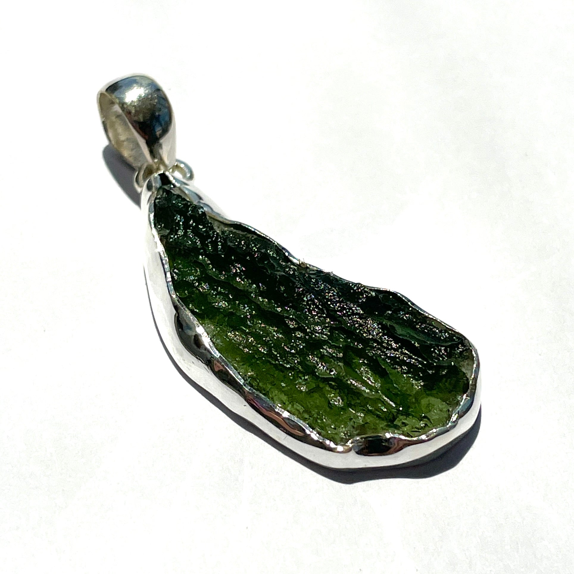 Moldavite Silver Pendant Large - M54