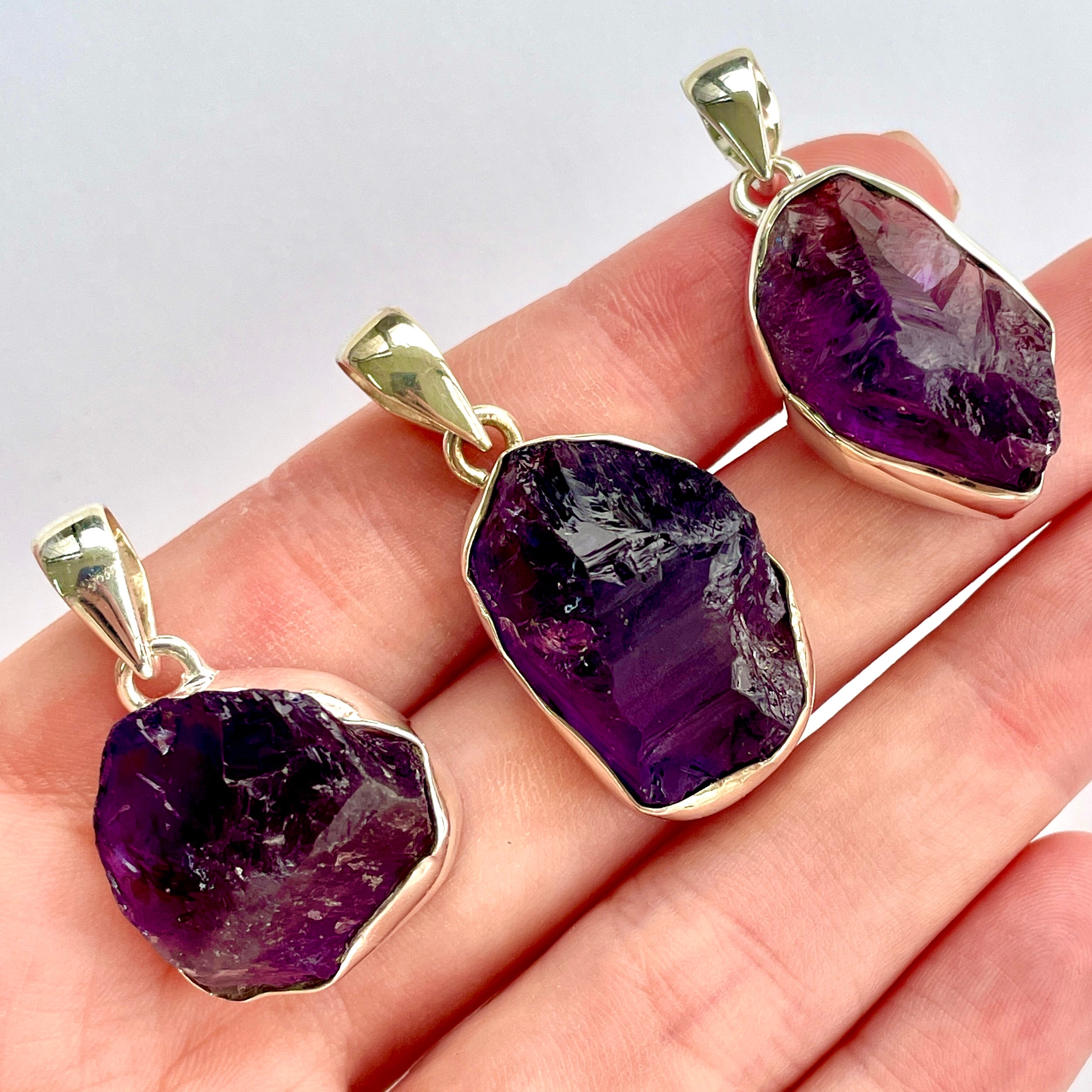 Amethyst Raw St.Silver Pendant-SP135