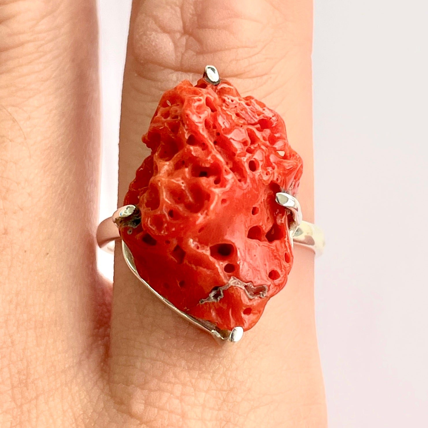 Coral Sterling Silver Ring - RC6
