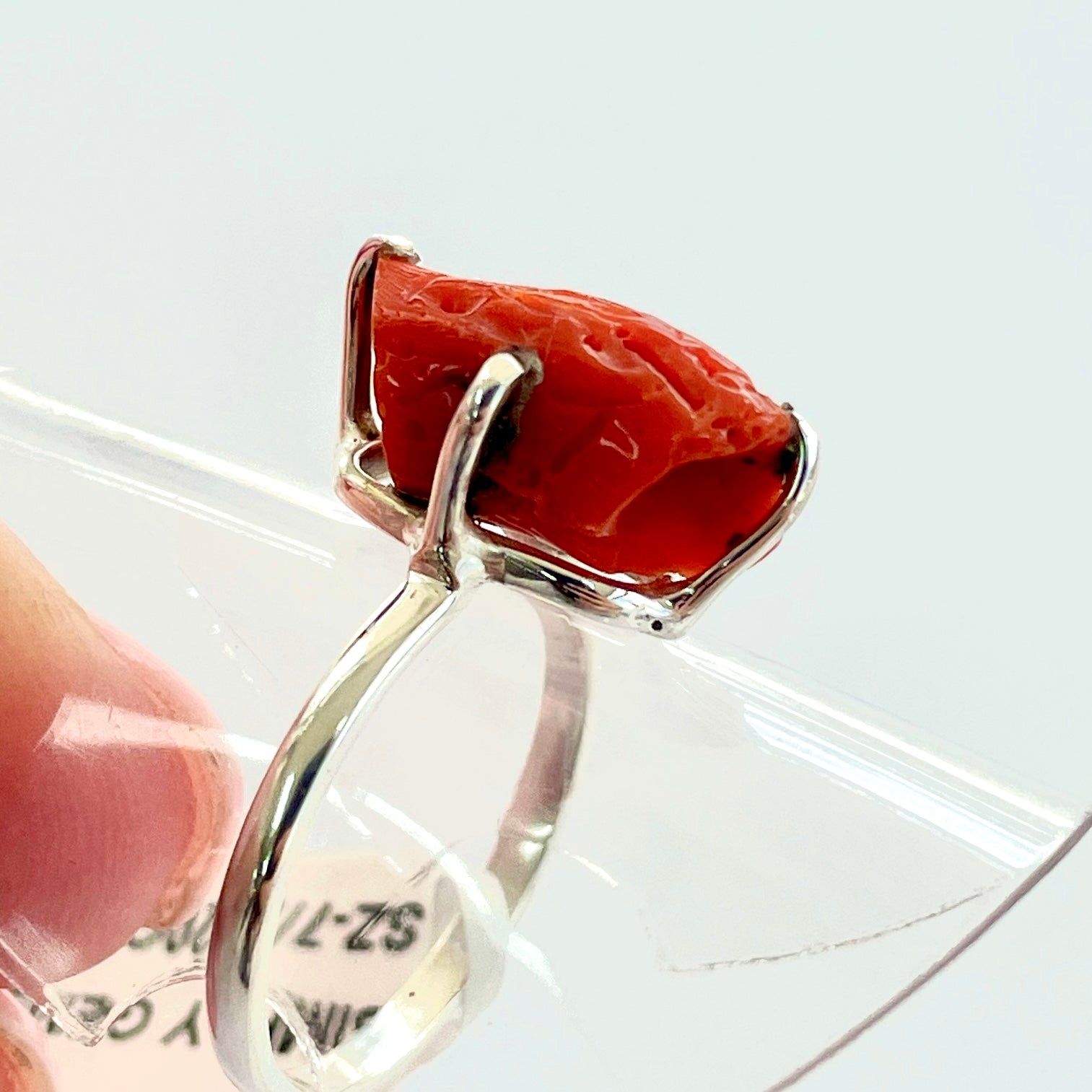 Coral Sterling Silver Ring - RC14