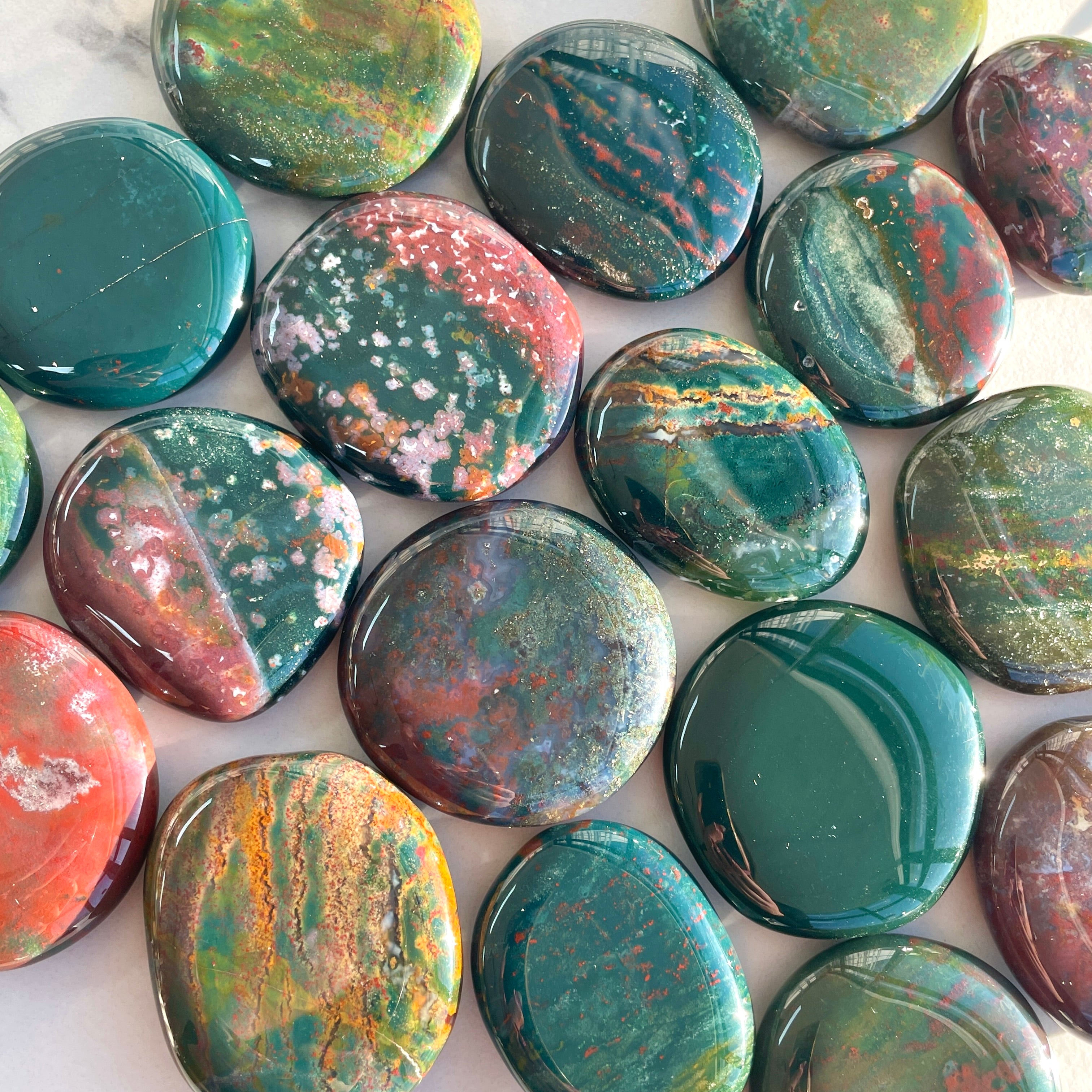 Pocket Palm Stone - Blood Jasper
