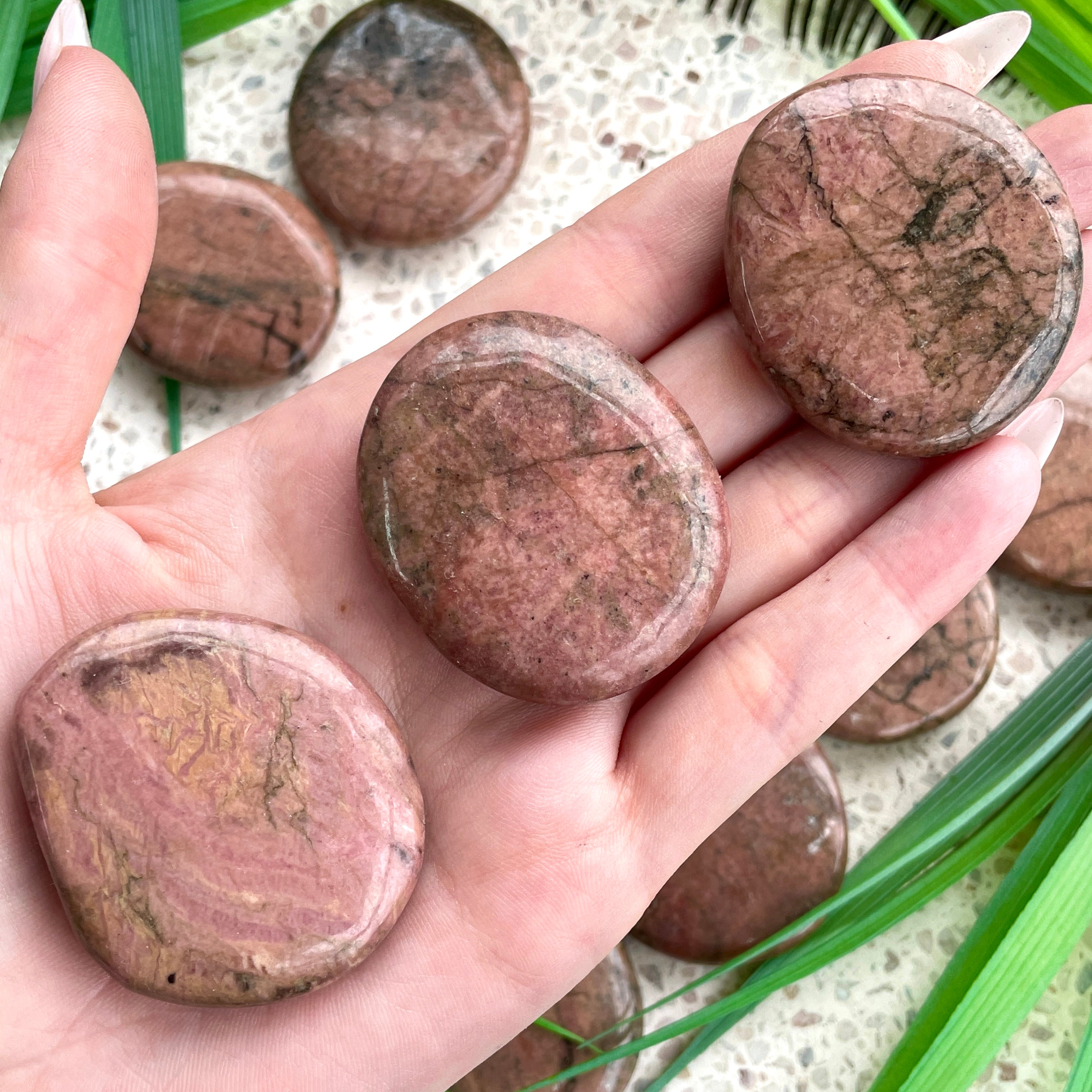Rhodonite - Pocket Palm Stone