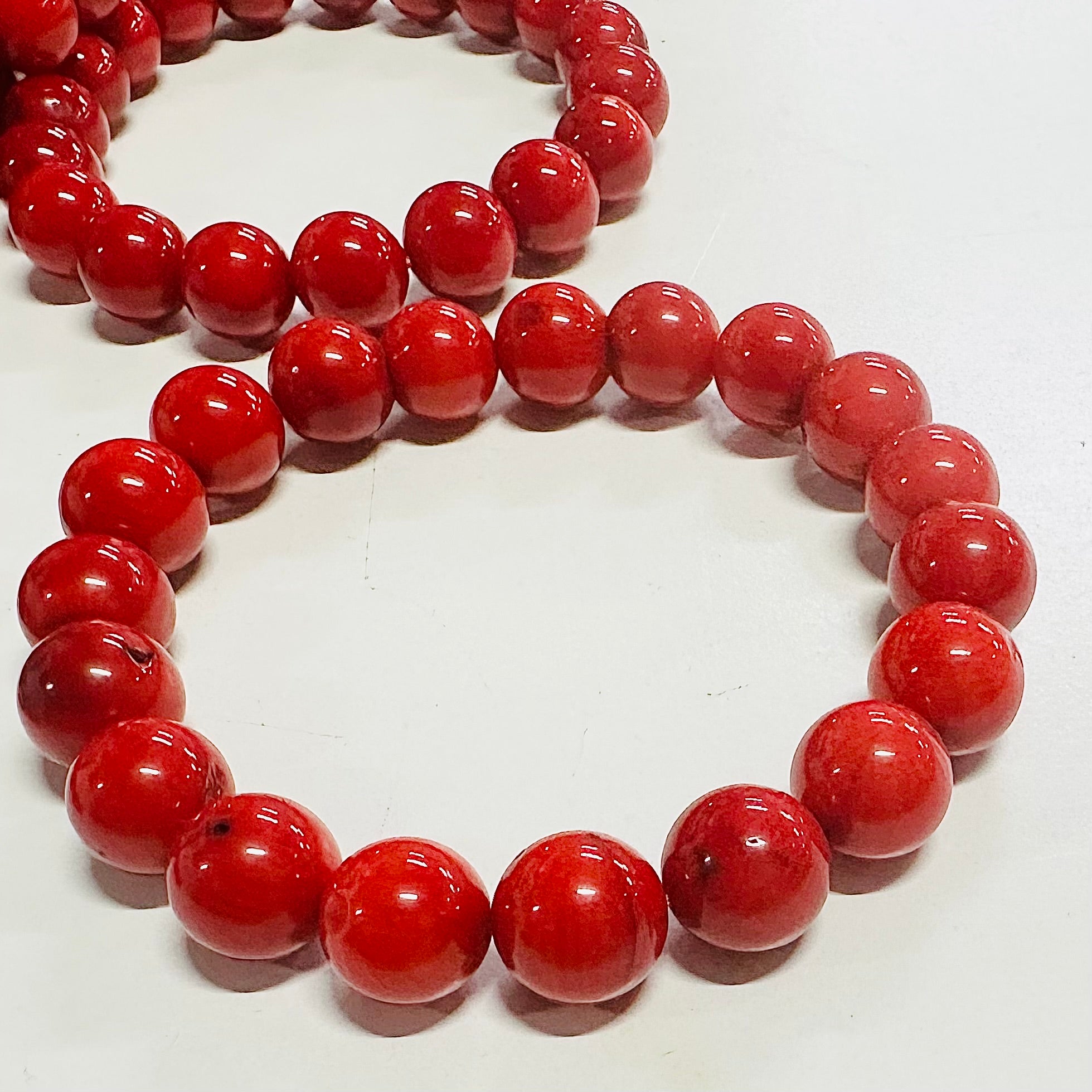 Red Coral Bead Bracelet - 10mm