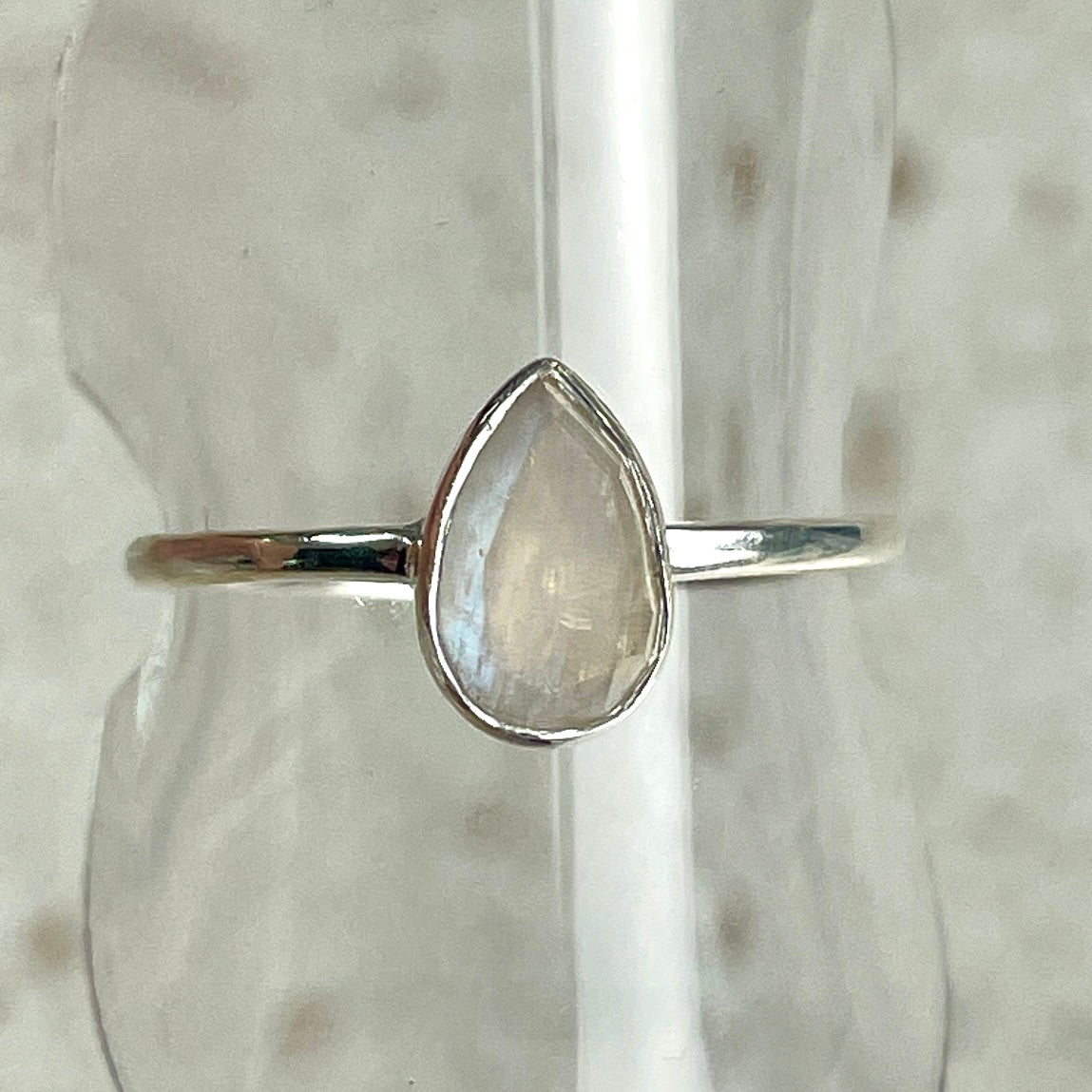 Rainbow Moonstone Teardrop Ring
