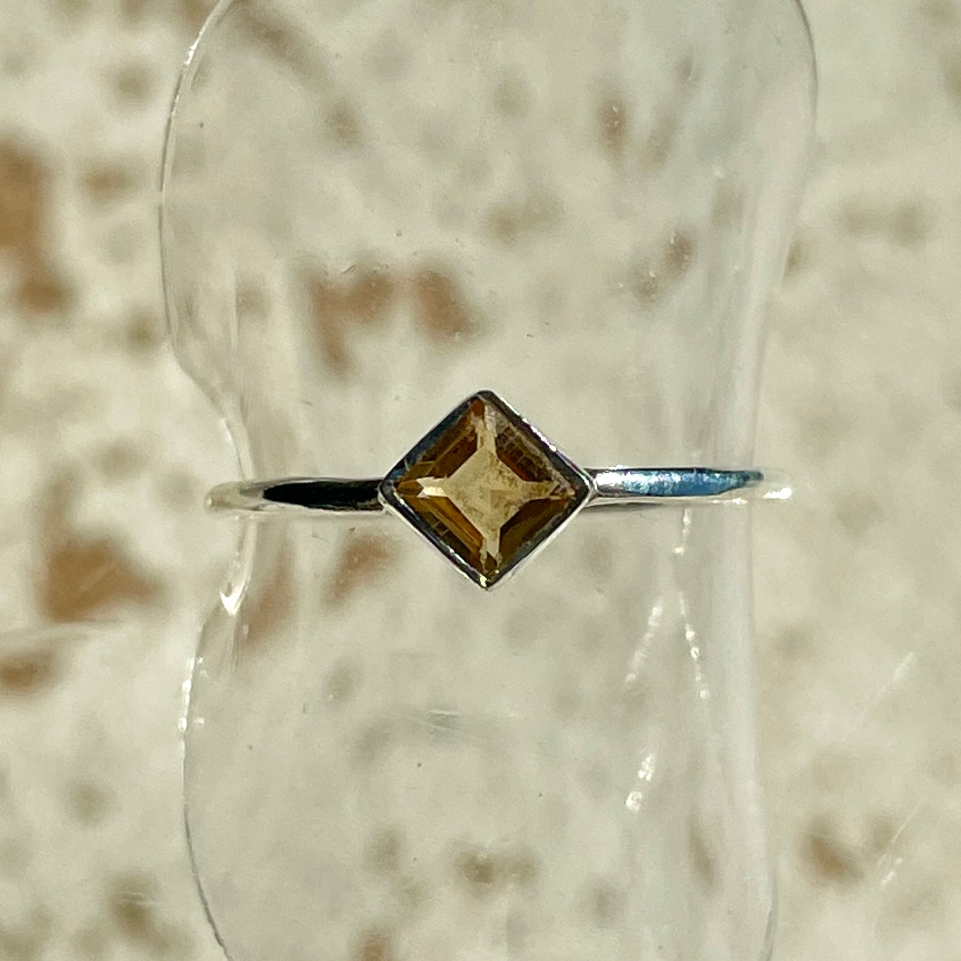 Citrine Mini Square Diamond Ring