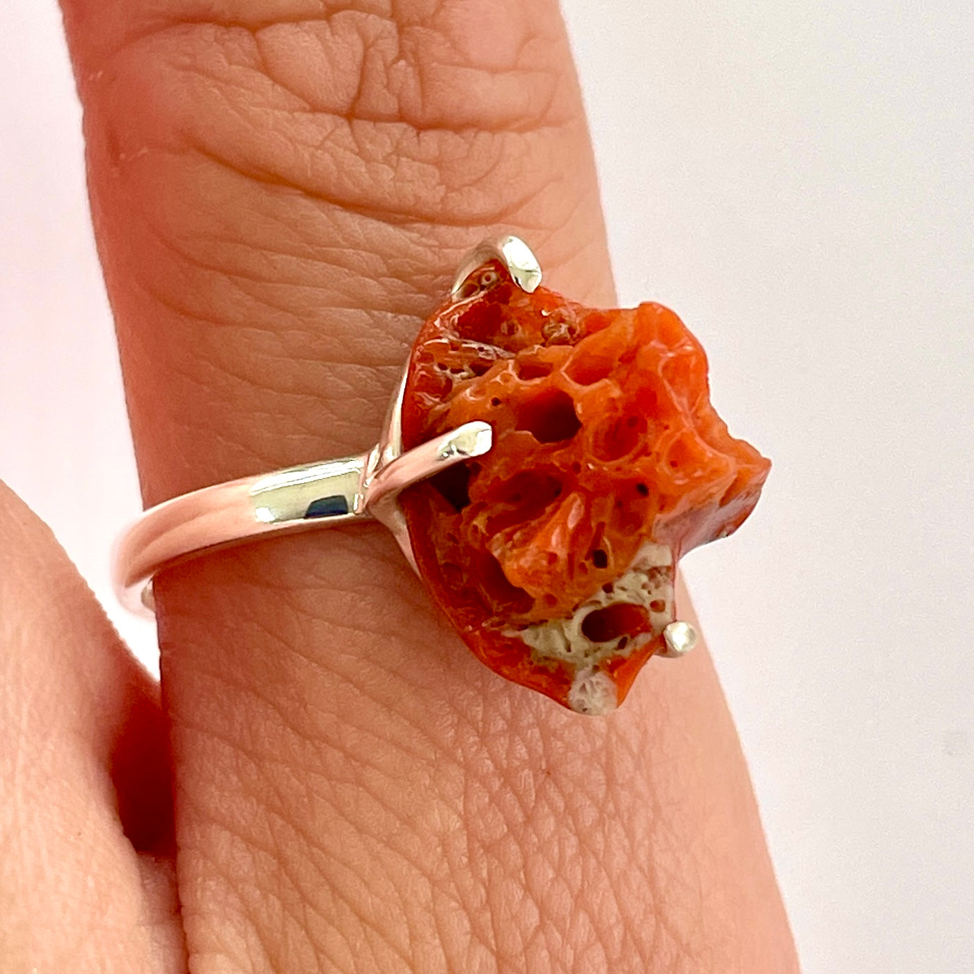 Coral Sterling Silver Ring - RC9