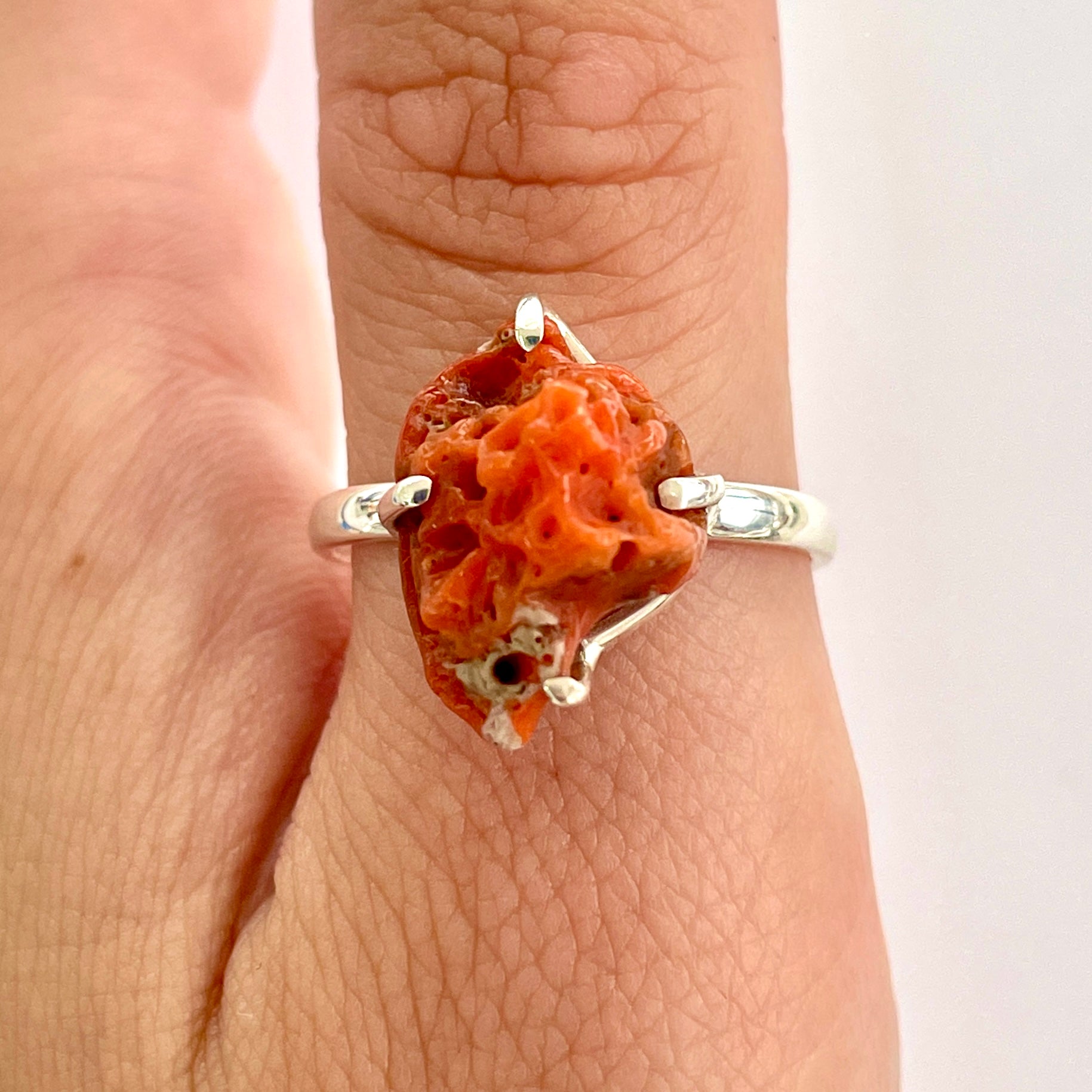 Coral Sterling Silver Ring - RC9