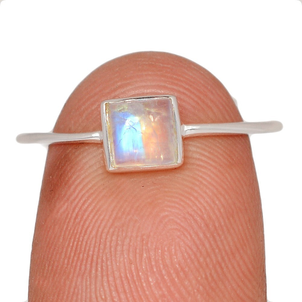 Rainbow Moonstone Mini Square Ring