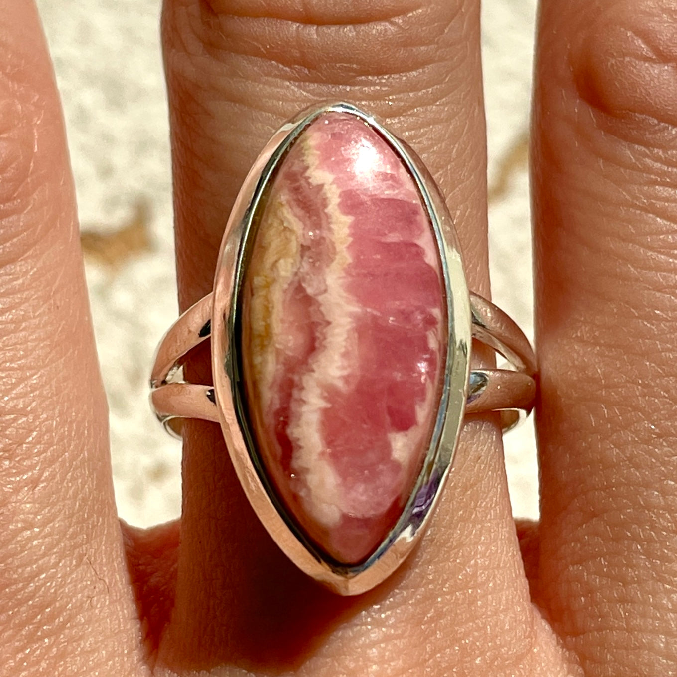 Rhodochrosite St. Silver Ring - Sz9 RH3