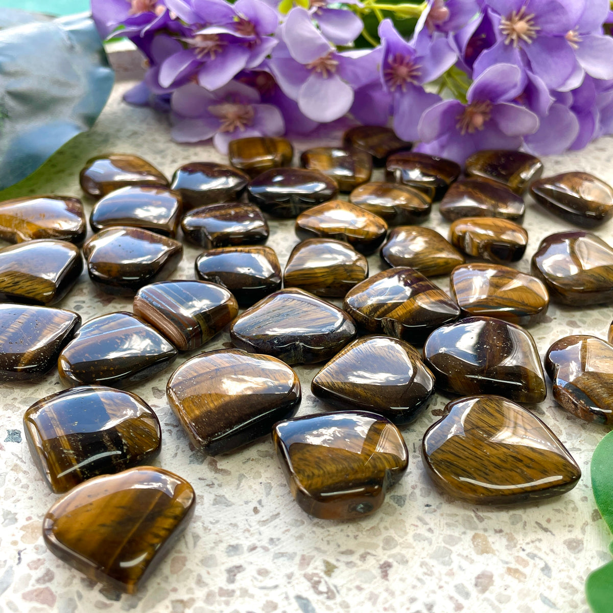 Tigers Eye Heart Flat 3cm