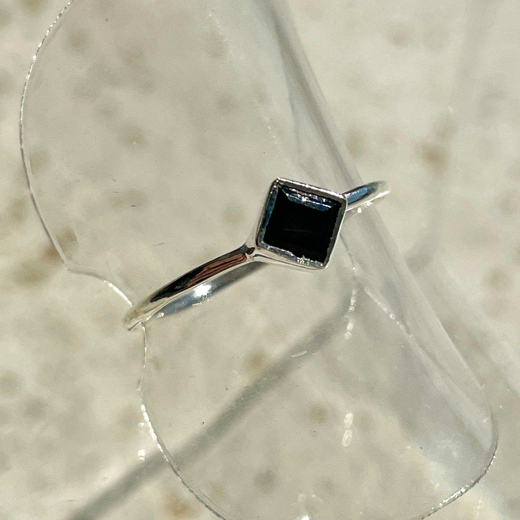 Black Onyx Mini Square Diamond Ring