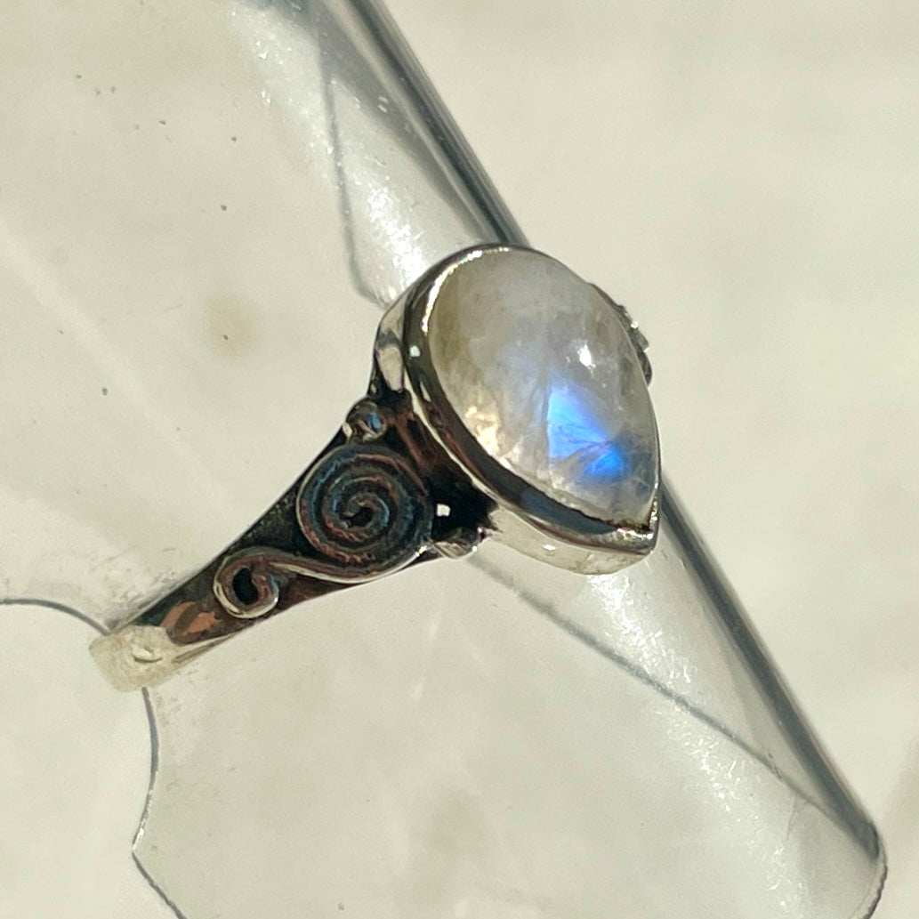 Rainbow Moonstone Swirl Ring
