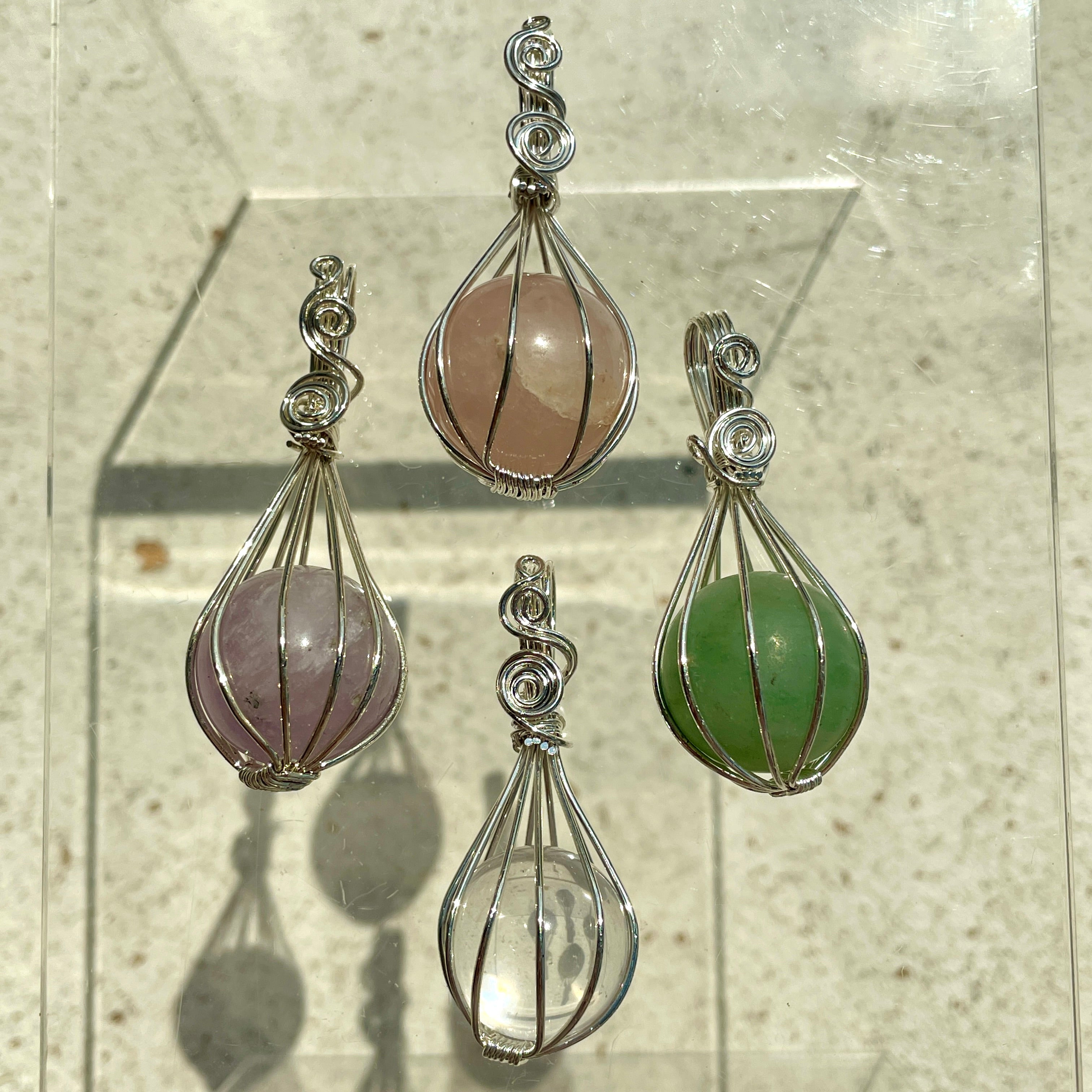 Wire Wrapped Crystal Ball Pendant - Style A