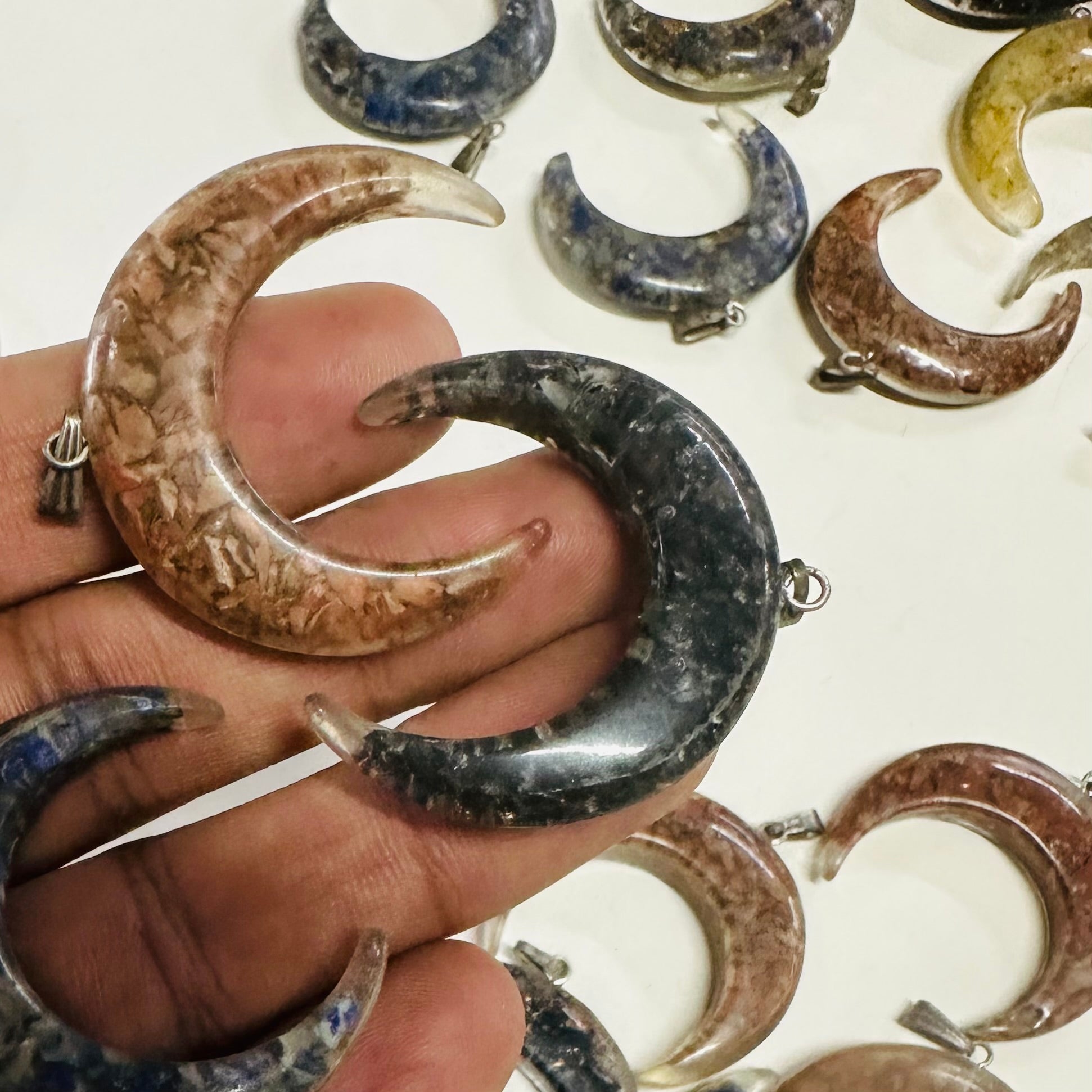 Orgonite Moon Crescent Pendants-10pc