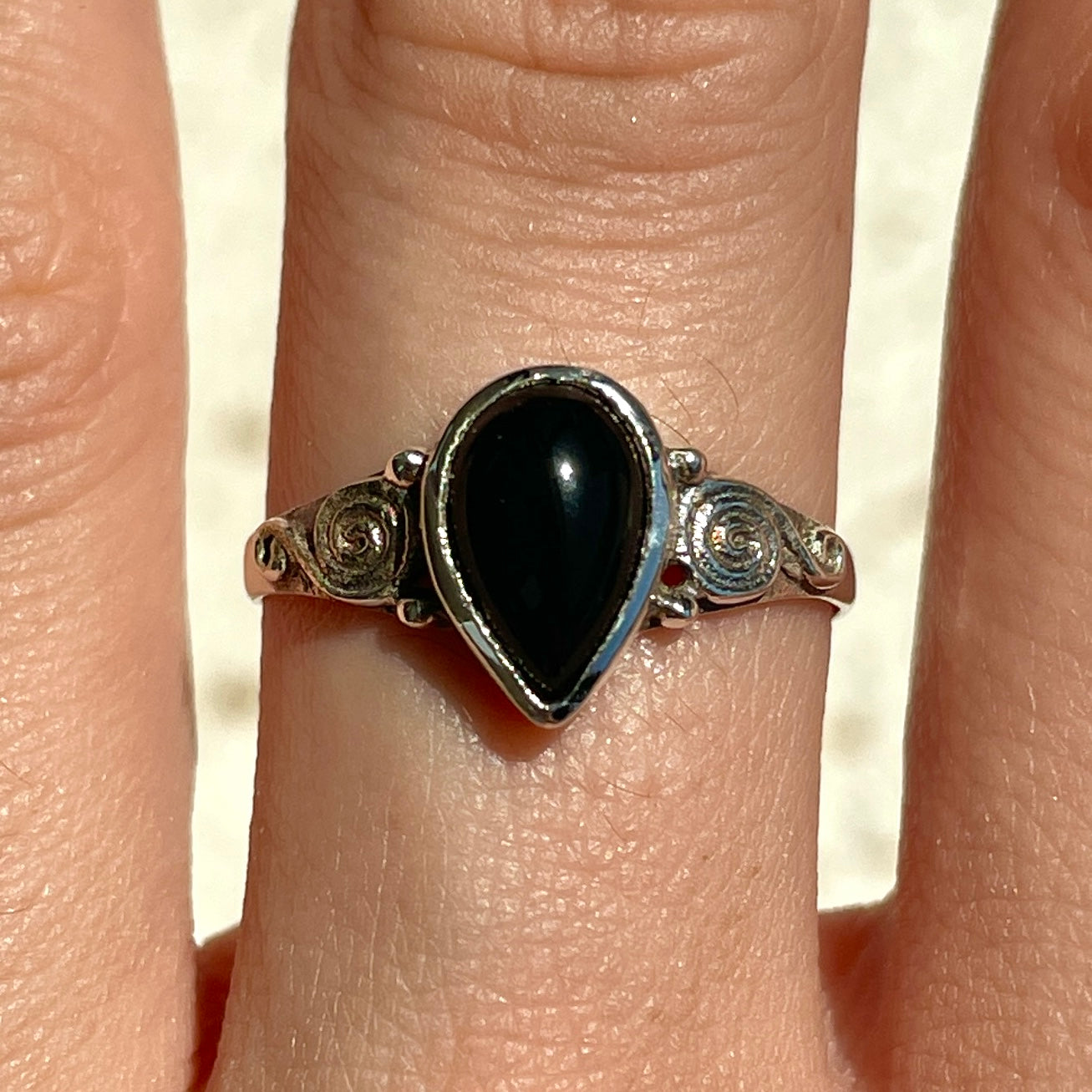 Black Onyx Swirl Ring