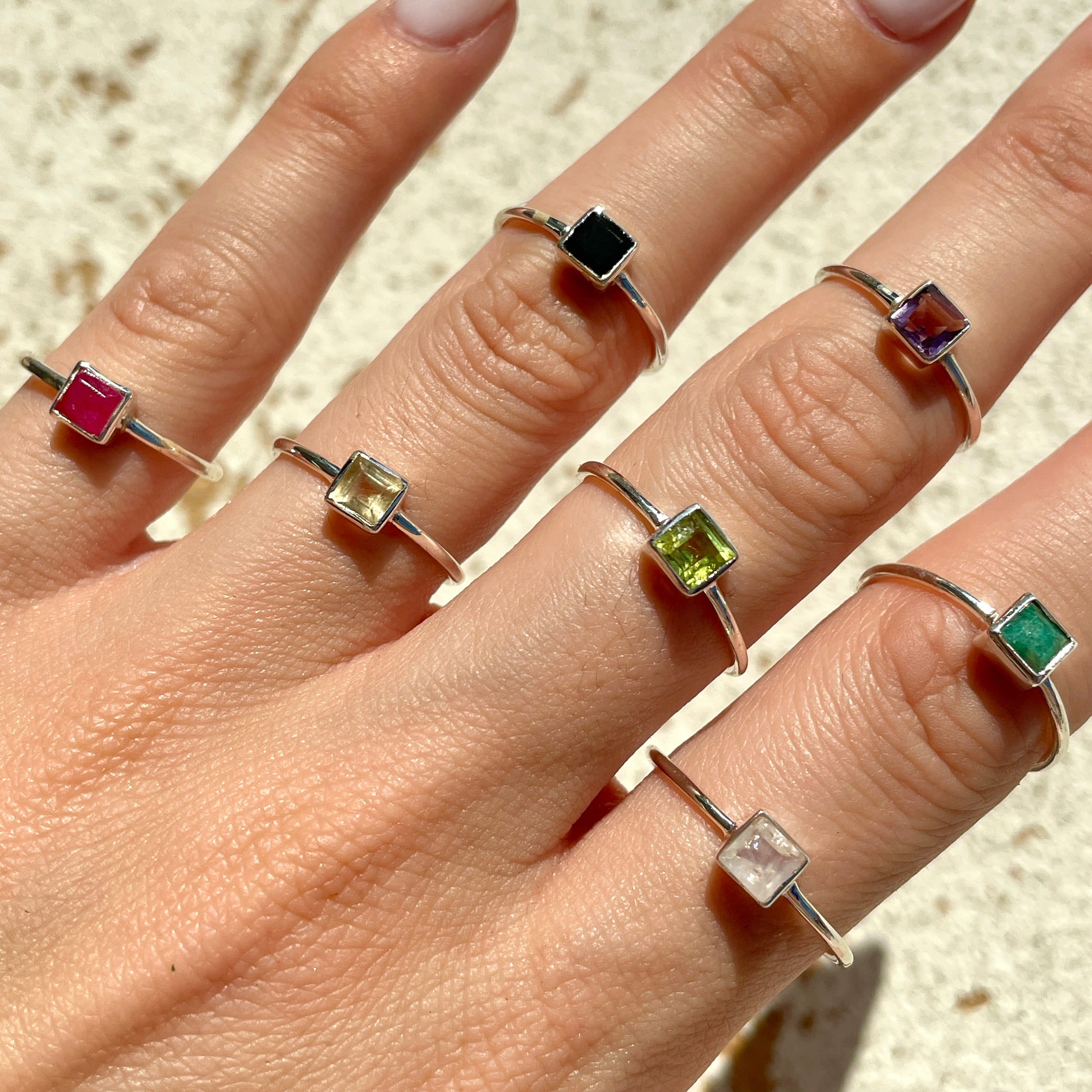 Black Onyx Mini Square Ring