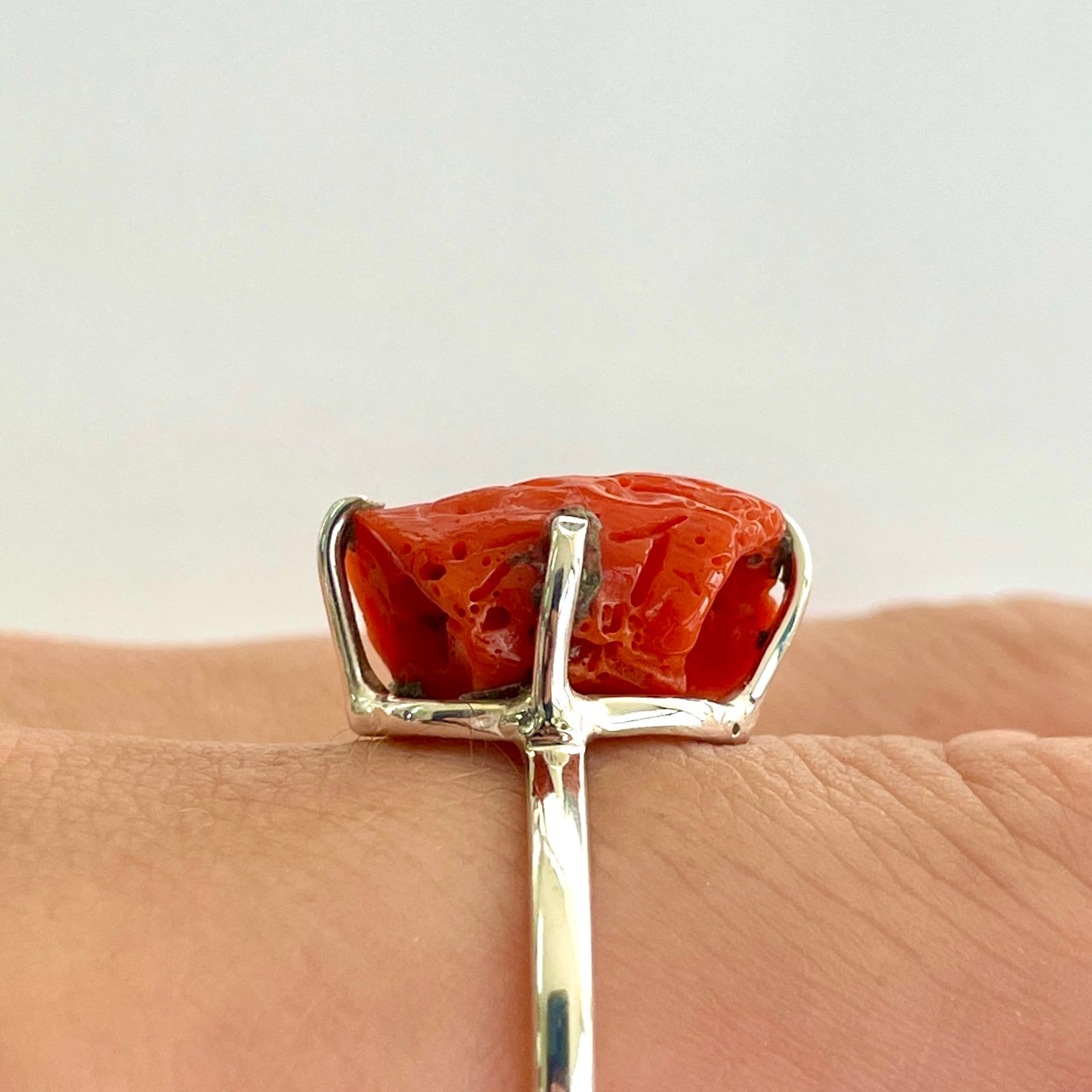 Coral Sterling Silver Ring - RC14