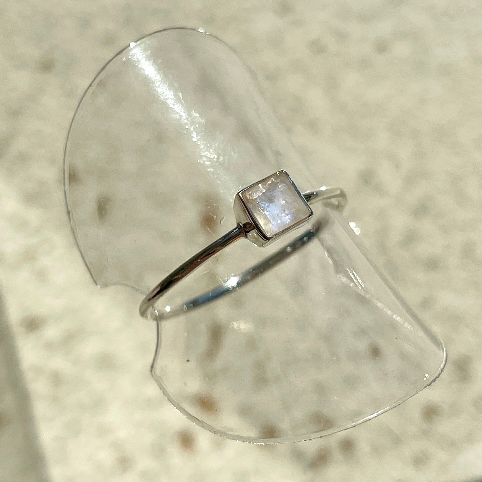 Rainbow Moonstone Mini Square Ring