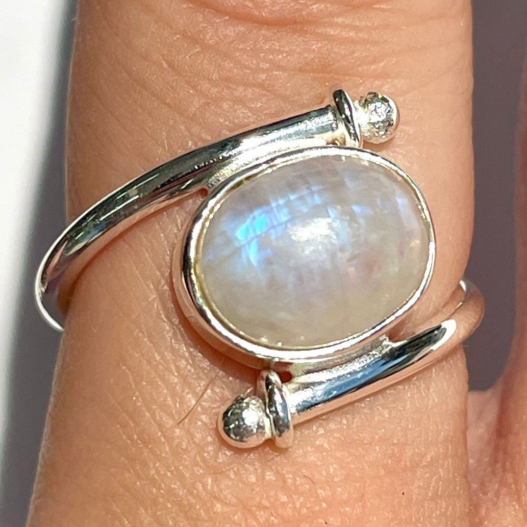 Rainbow Moonstone Sterling Silver Ring - SR3